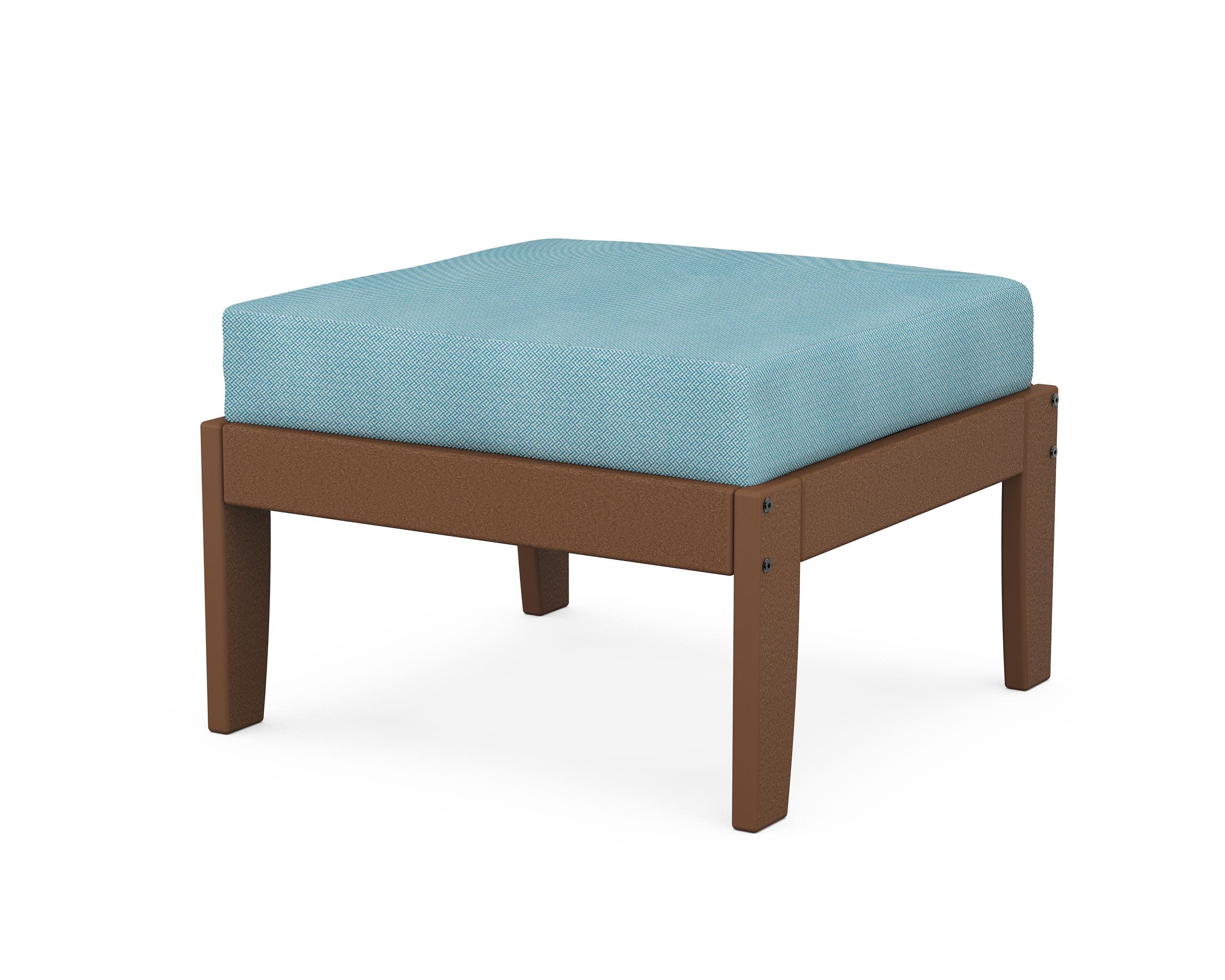 Modular Ottoman - Classic in Teak / Lattice Sky Blue