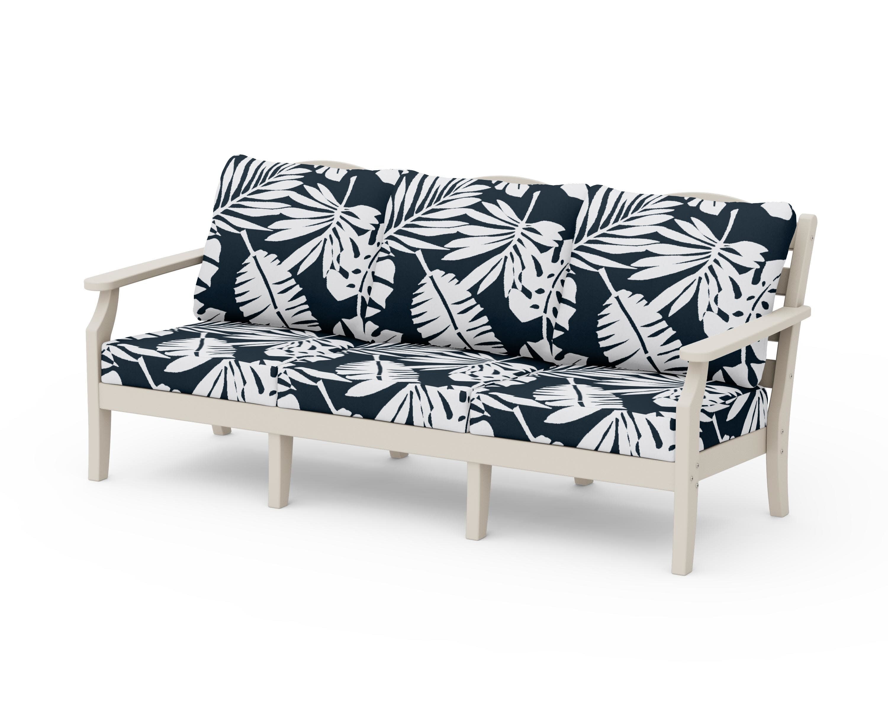Savannah Deep Seating Sofa in Sand / Leaf Marine Indigo