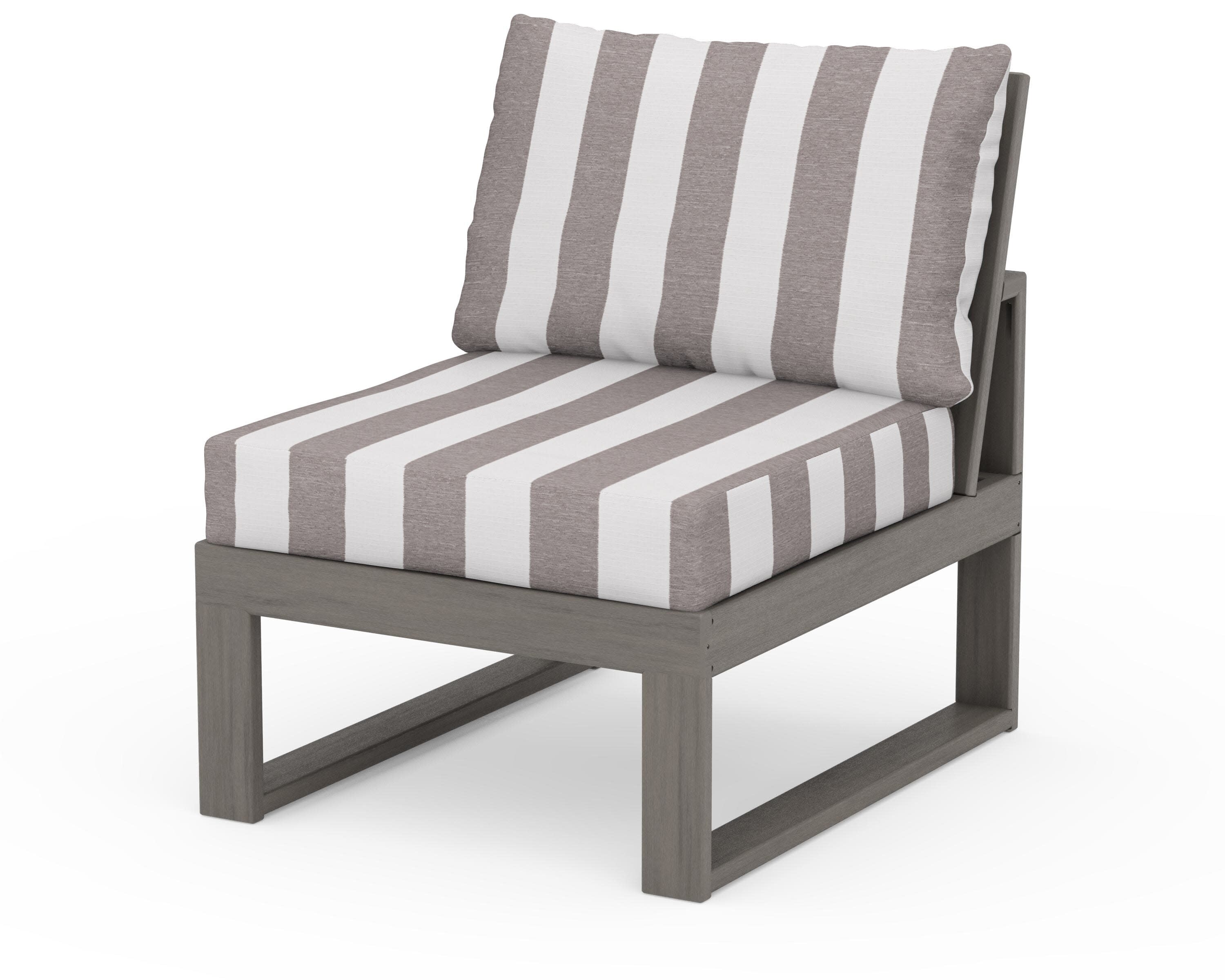 Modular Armless Chair in Driftwood / Cabana Stripe Grey Mist