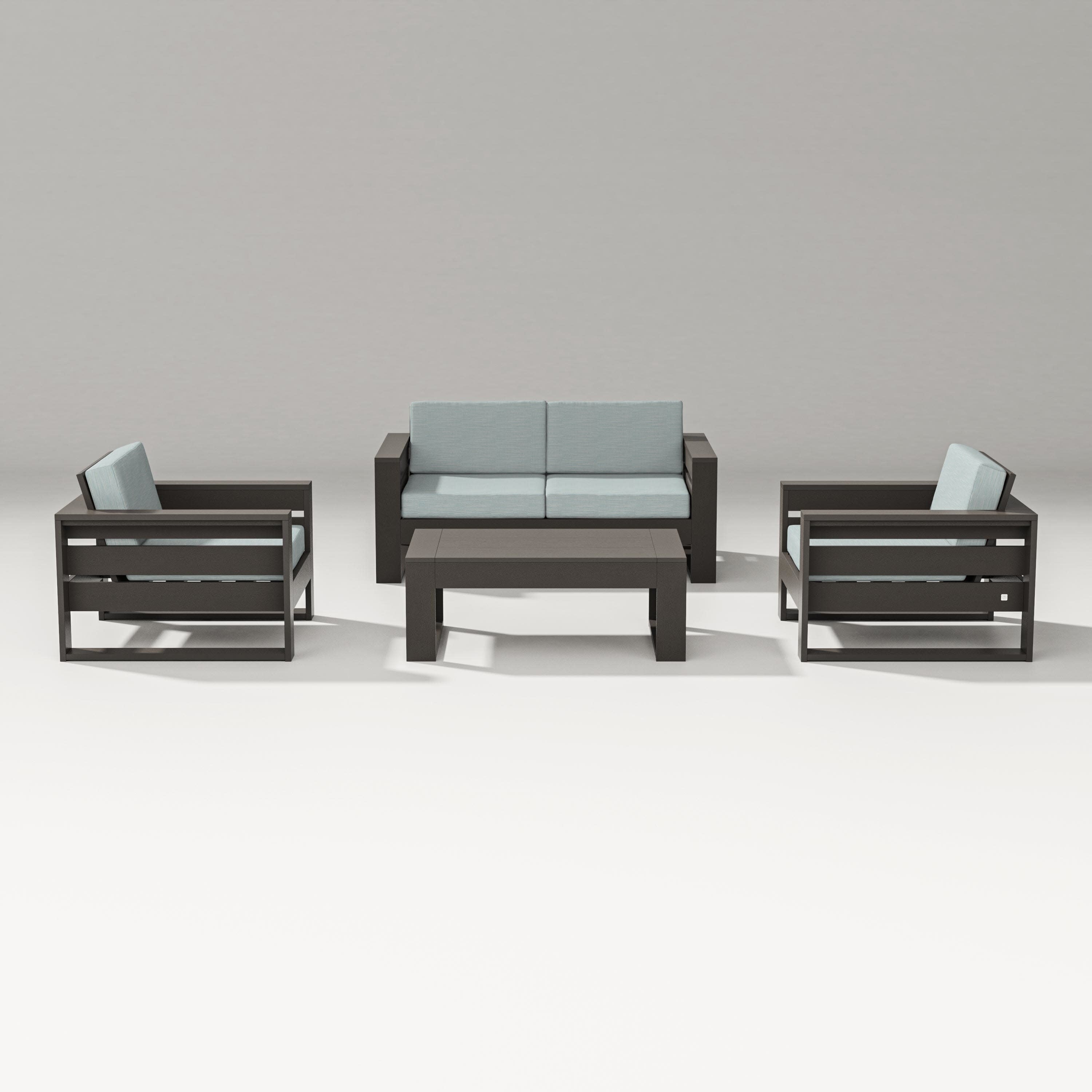 Latitude 4-Piece Lounge Loveseat Set in Vintage Coffee / Soothe Mist