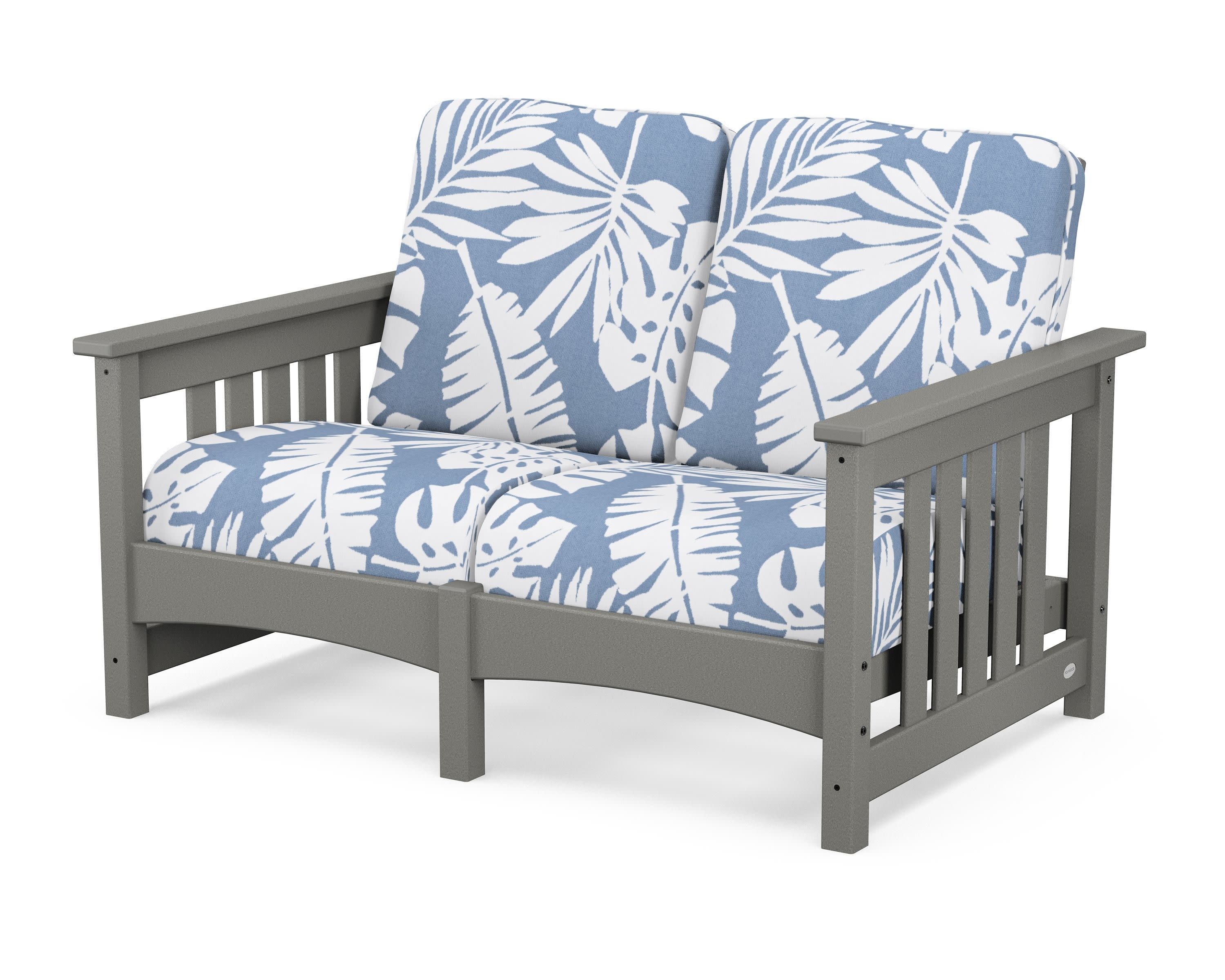 Club Mission Loveseat in Slate Grey / Leaf Sky Blue