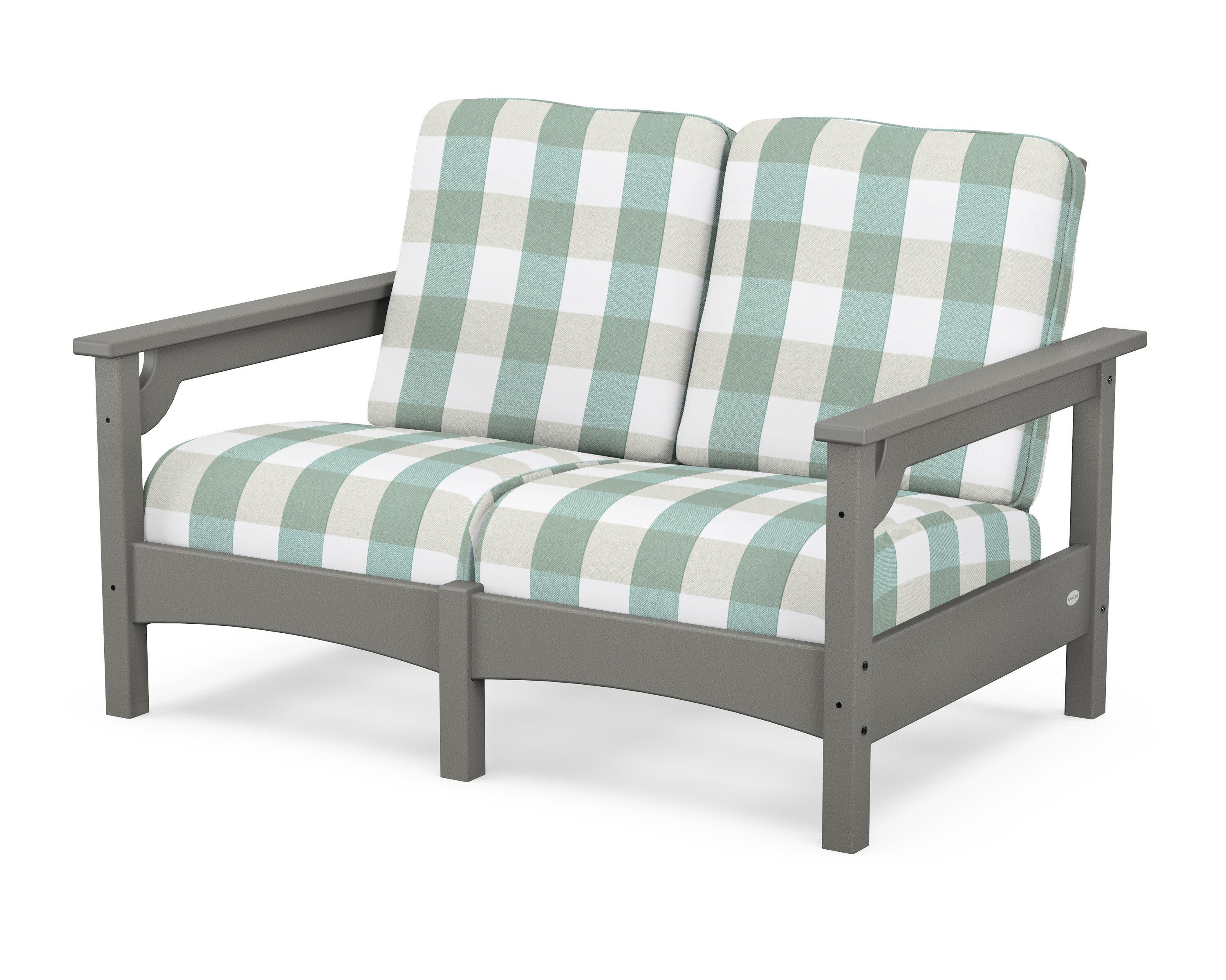 Club Loveseat in Slate Grey / Buffalo Plaid Glacier Spa