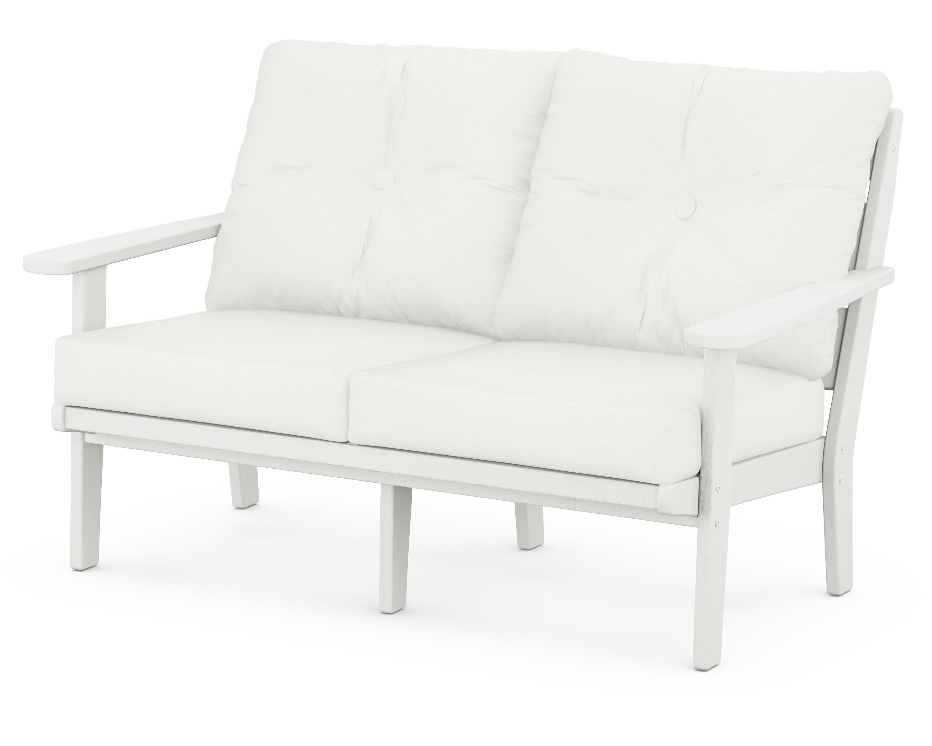 Lakeside Deep Seating Loveseat in Vintage White / Natural Linen