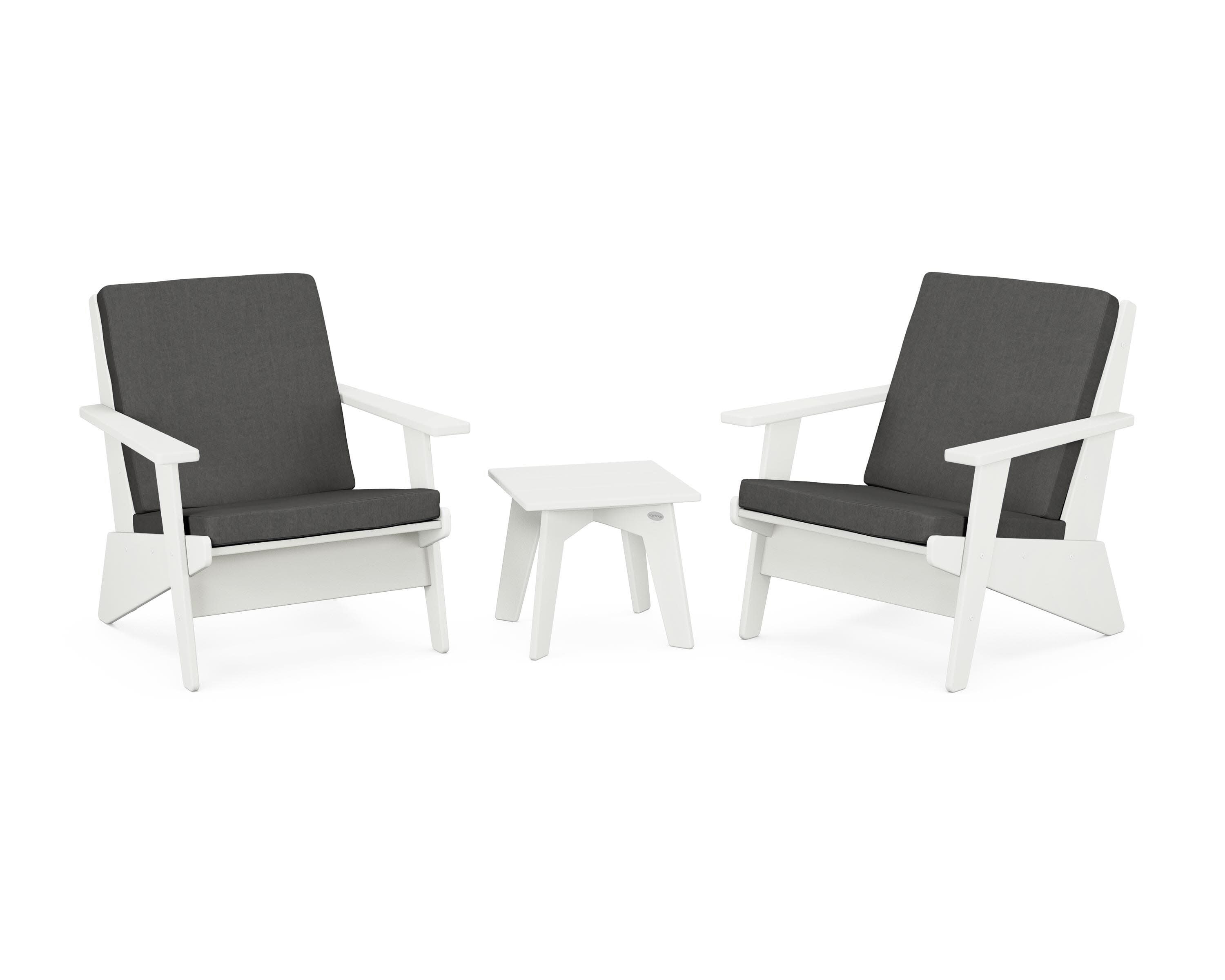 Riviera Modern Lounge 3-Piece Set in Vintage White / Spectrum Carbon