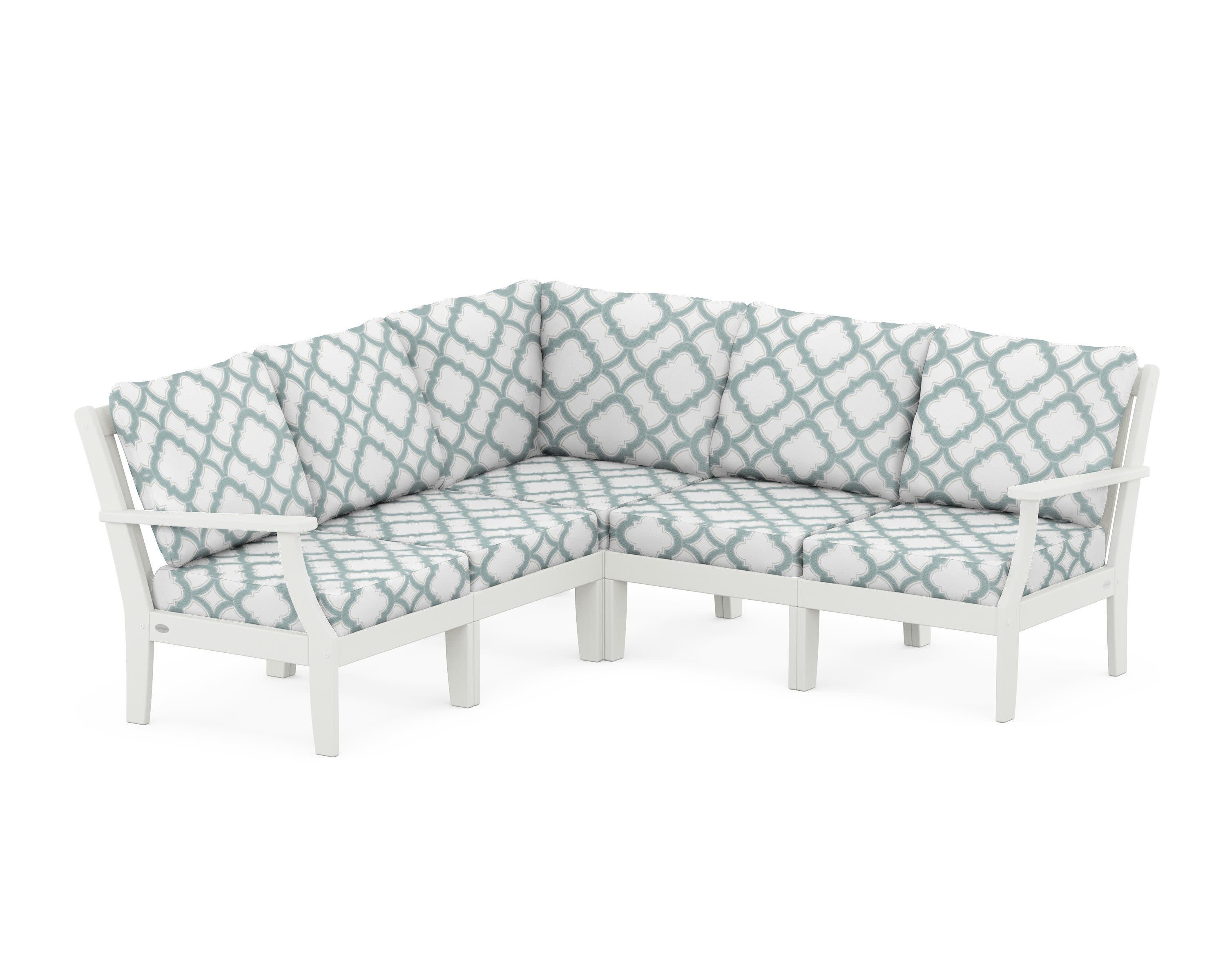 Braxton Modular 5-Piece Deep Seating Set in Vintage White / Trellis Glacier Spa