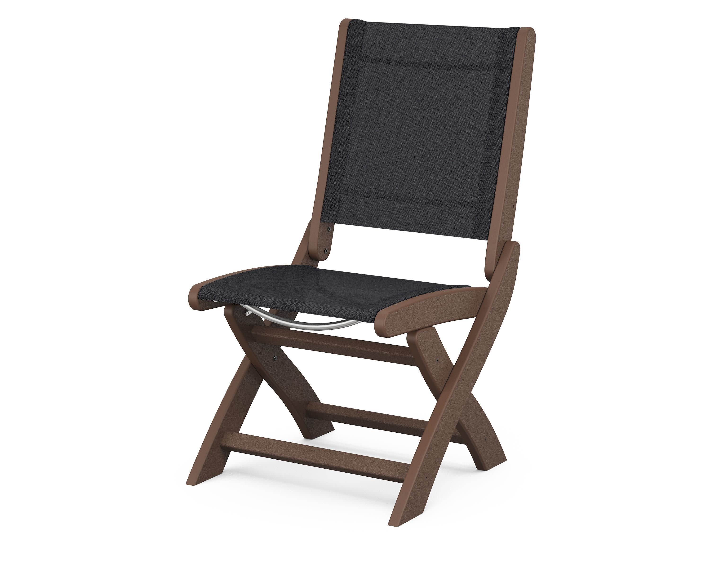 Coastal Folding Side Chair in Mahogany / Black Sling