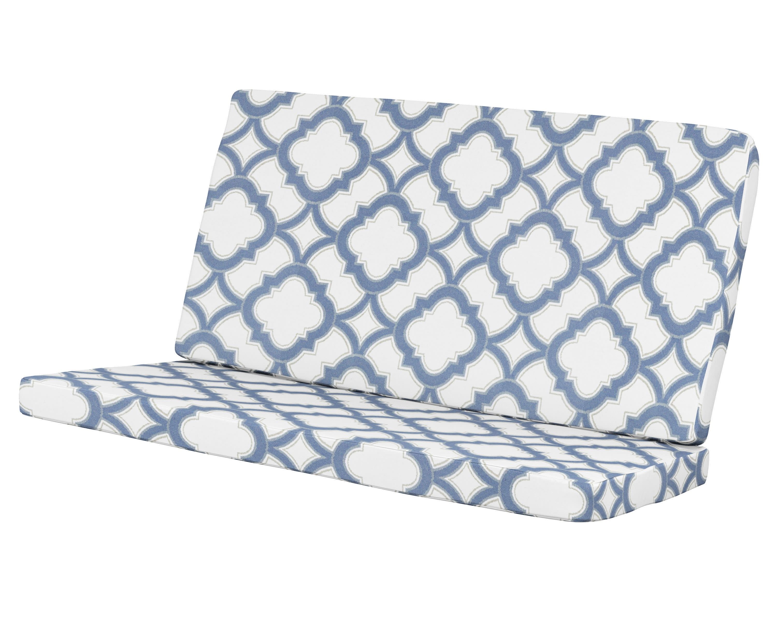 Modern Loveseat Cushion in Trellis Sky Blue