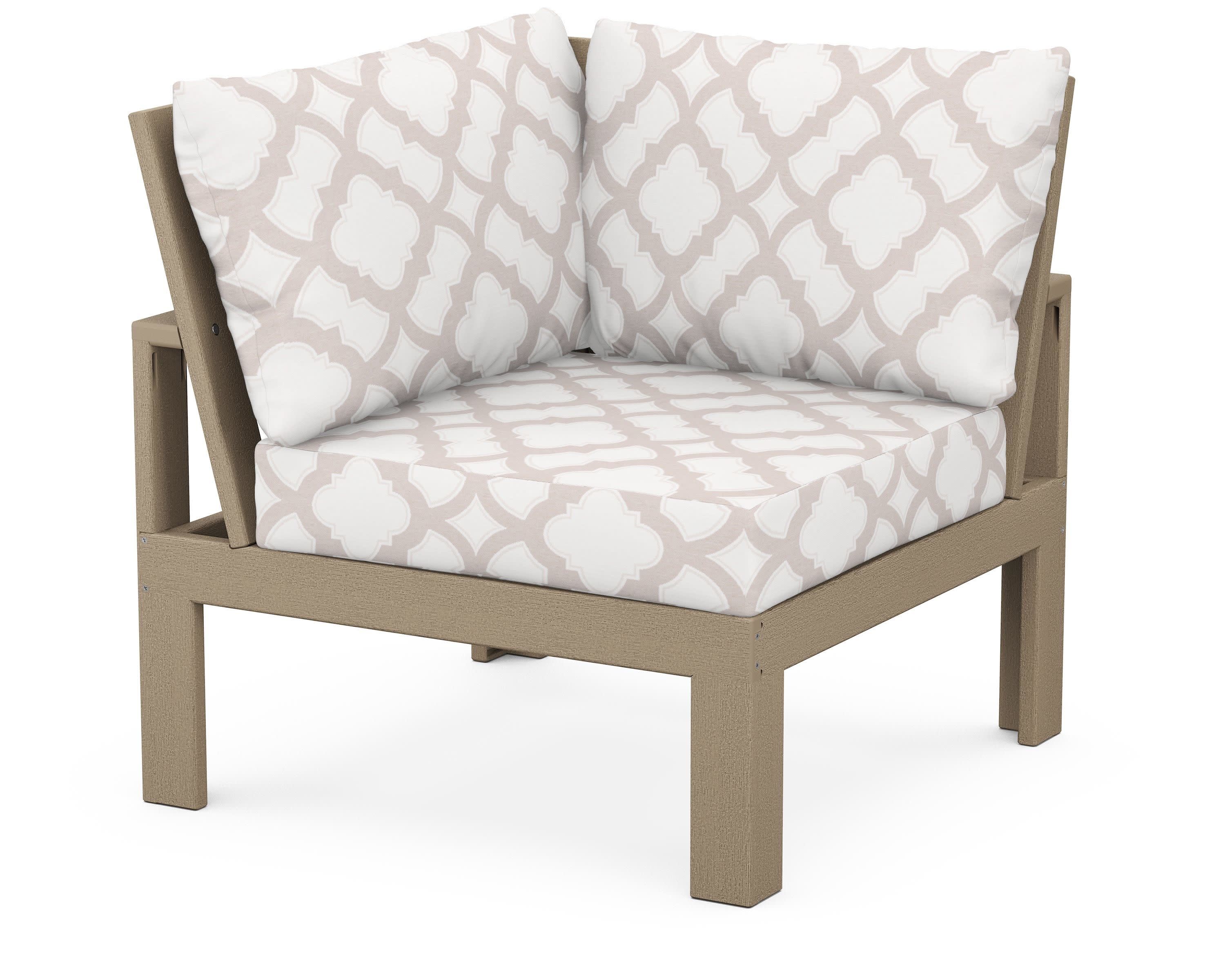 Modular Corner Chair in Vintage Sahara / Trellis Dune Burlap