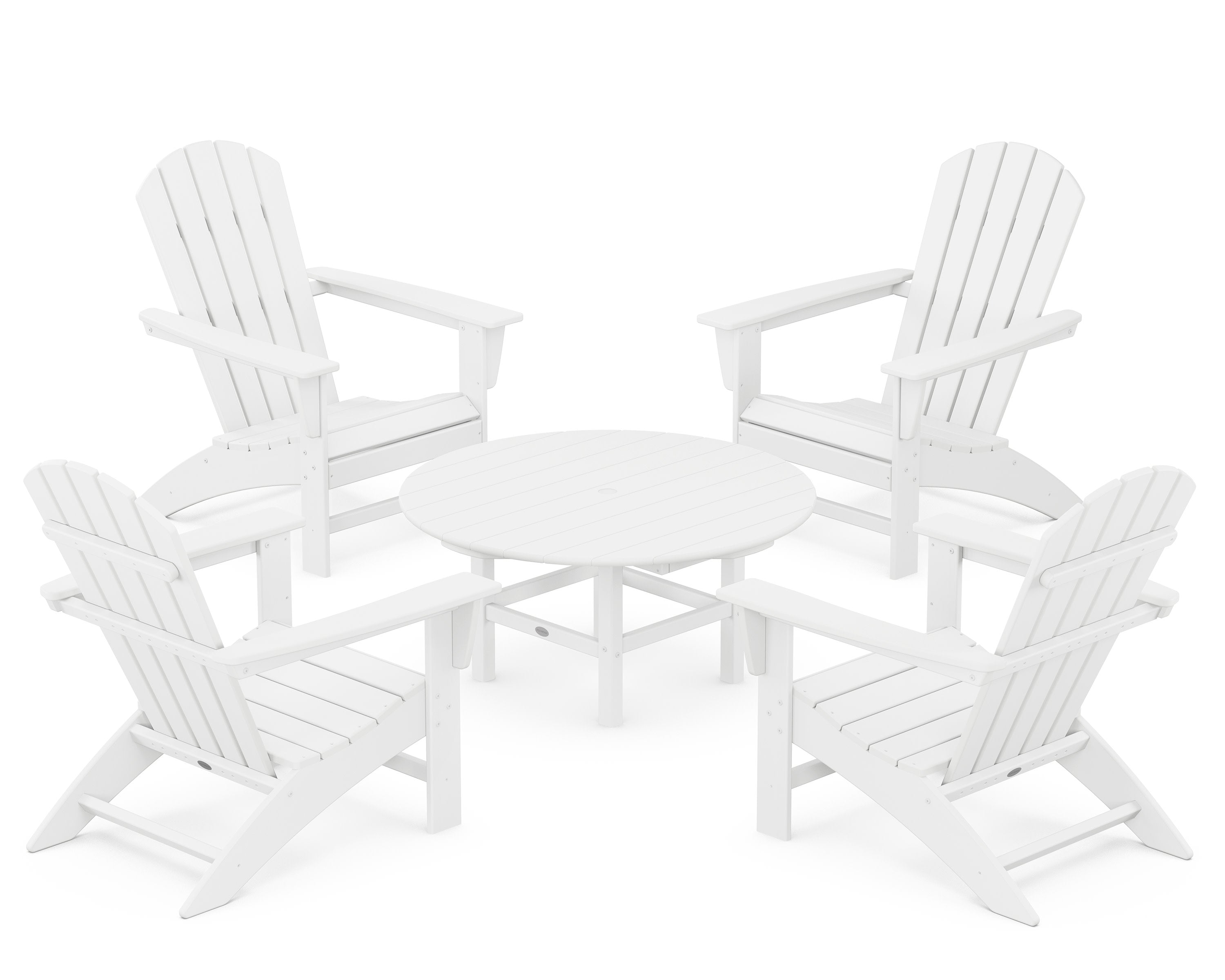 Nautical 5-Piece Adirondack Chair Conversation Set in White