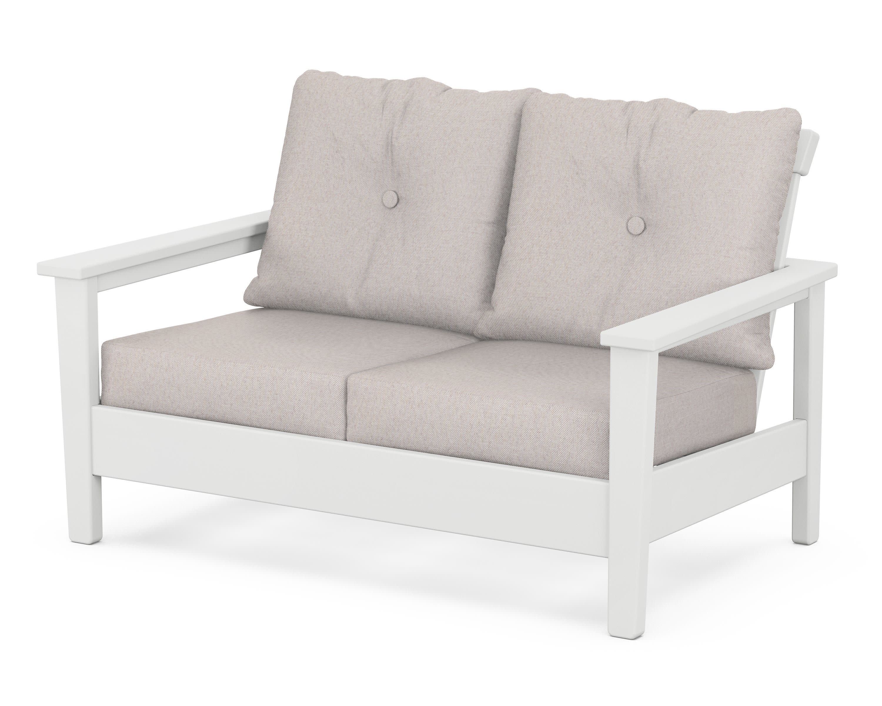 Prescott Deep Seating Loveseat in White / Dune Burlap