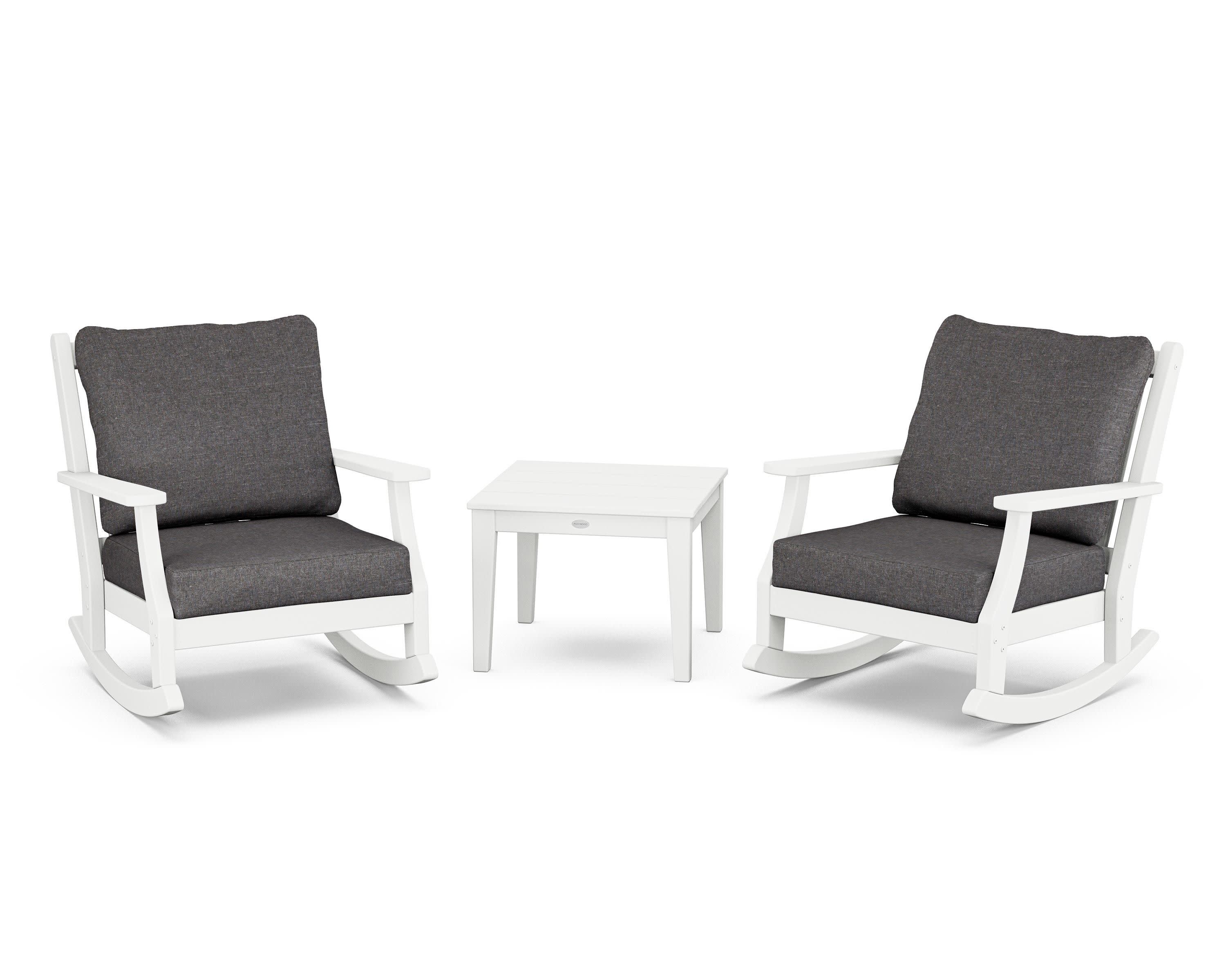 Wovendale 3-Piece Deep Seating Rocker Set in White / Ash Charcoal