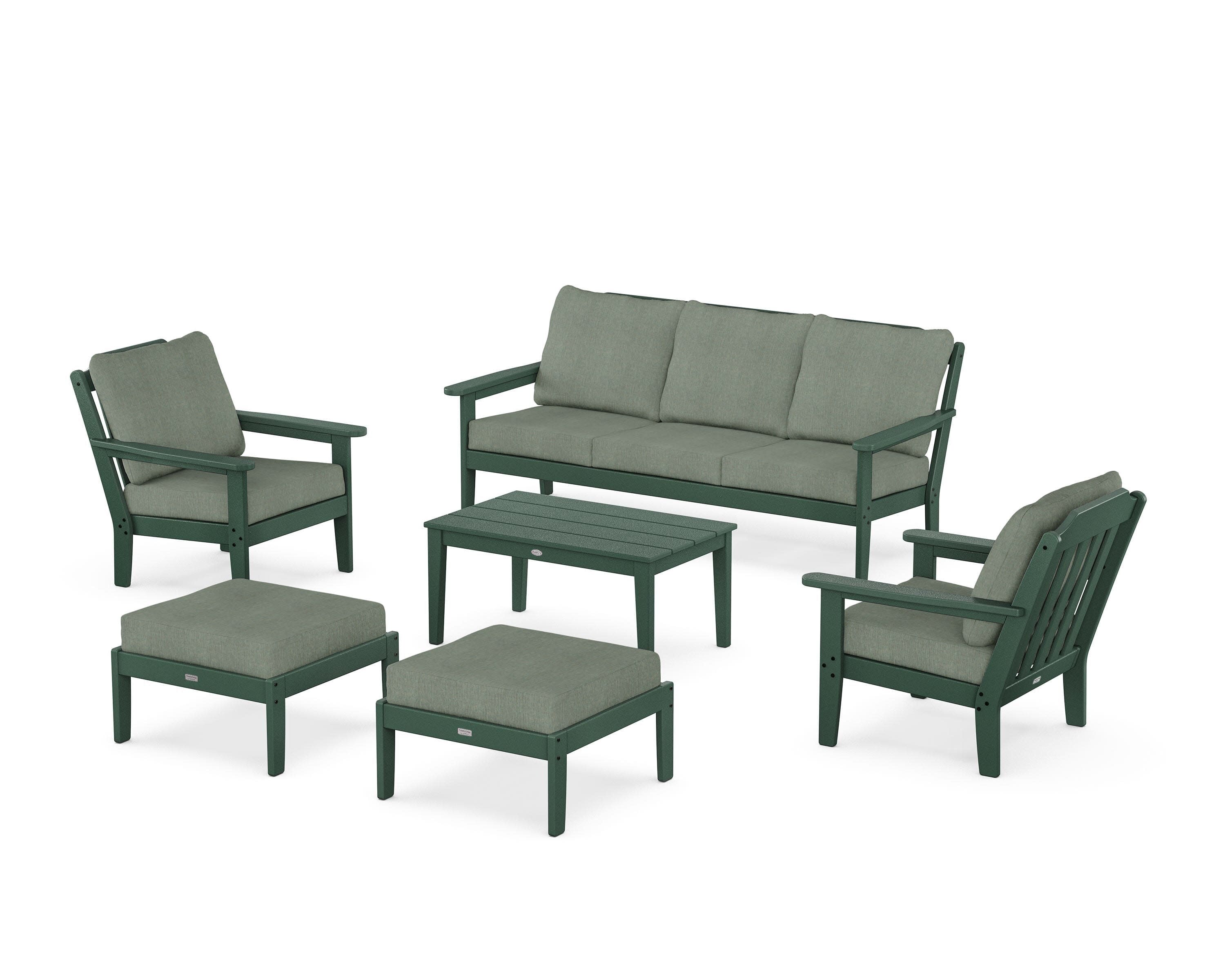 Cottage 6-Piece Lounge Sofa Set in Green / Cast Sage