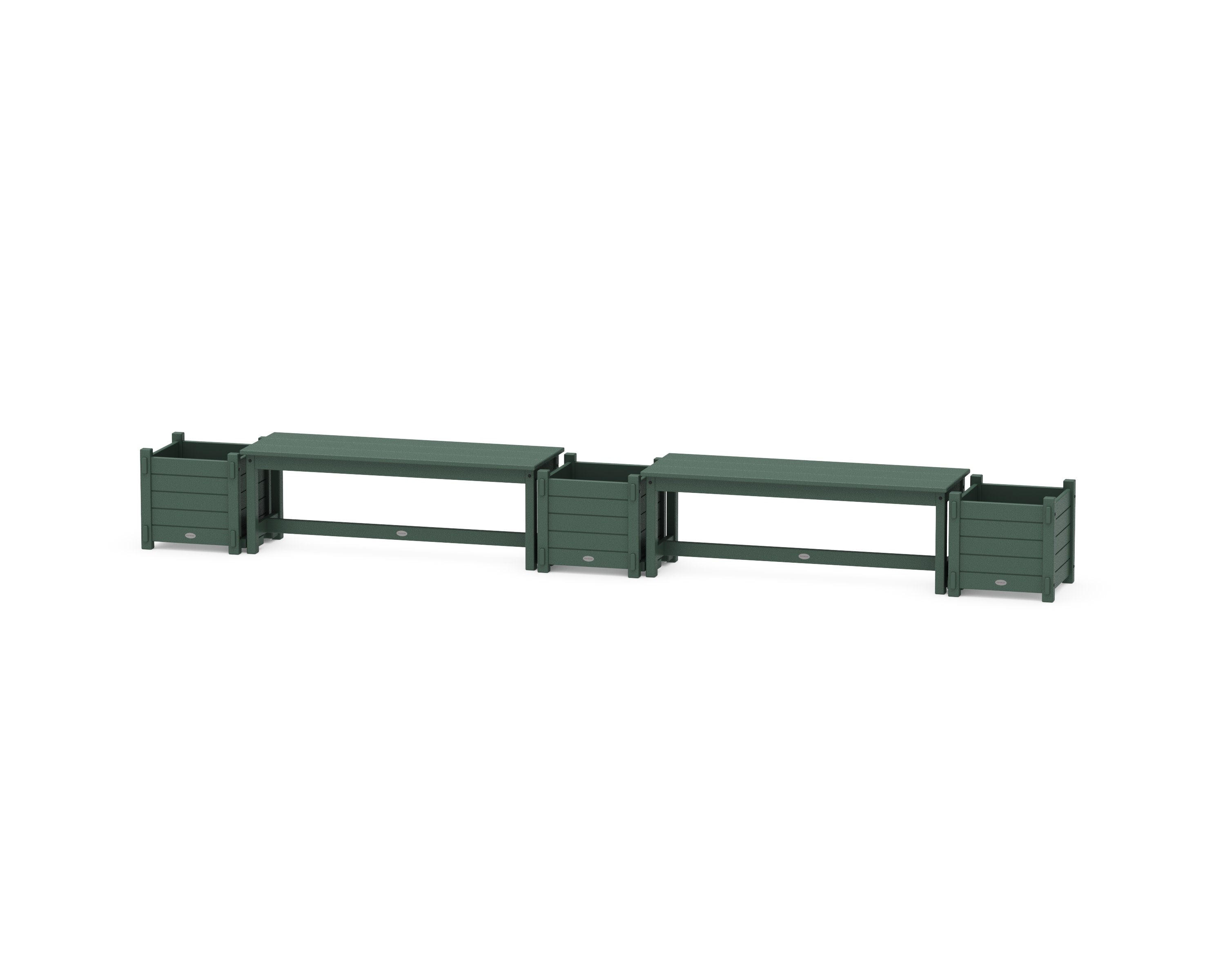 48" Nautical Straight Double Planter Bench Set in Green