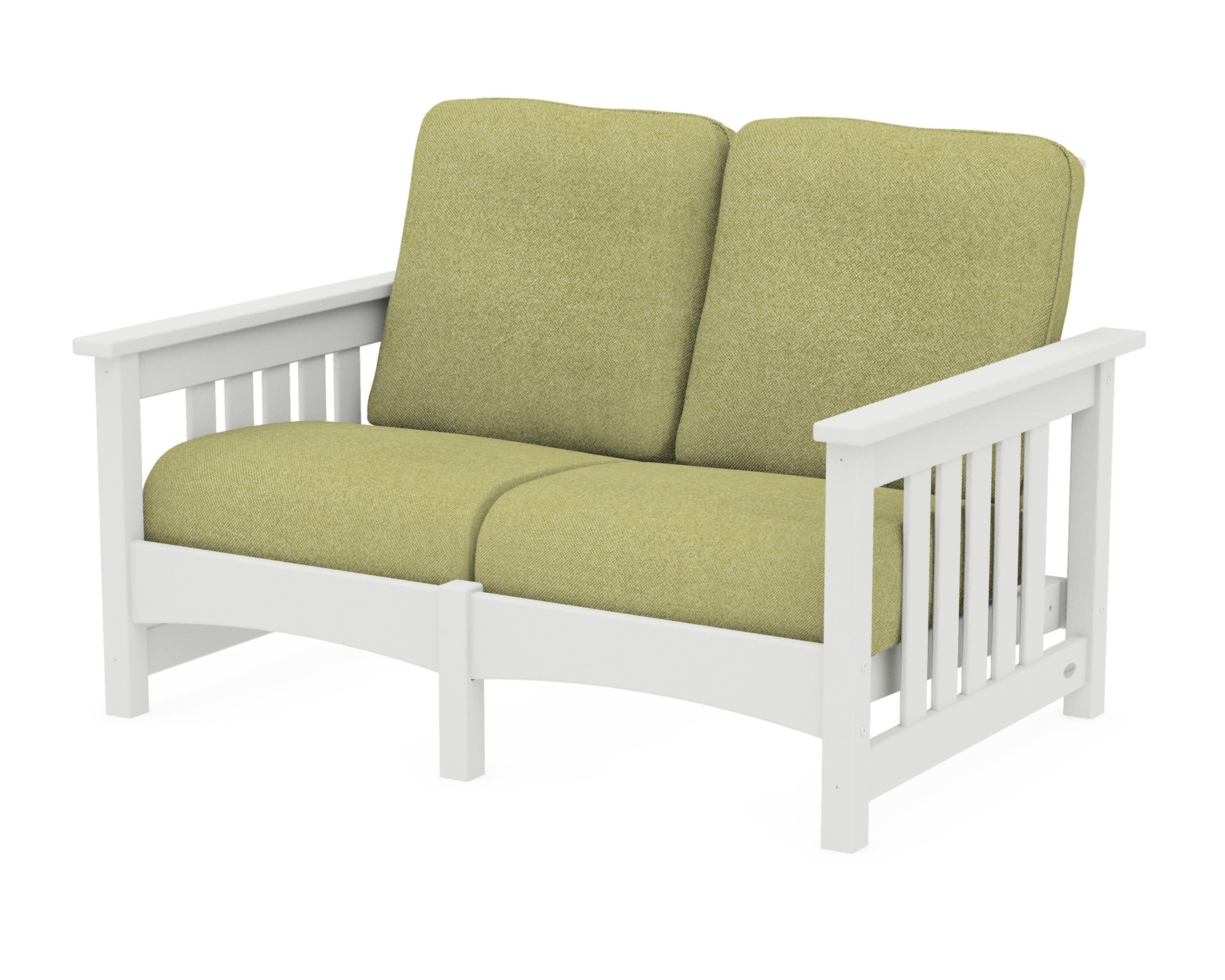Club Mission Loveseat in Vintage White / Chartreuse Boucle