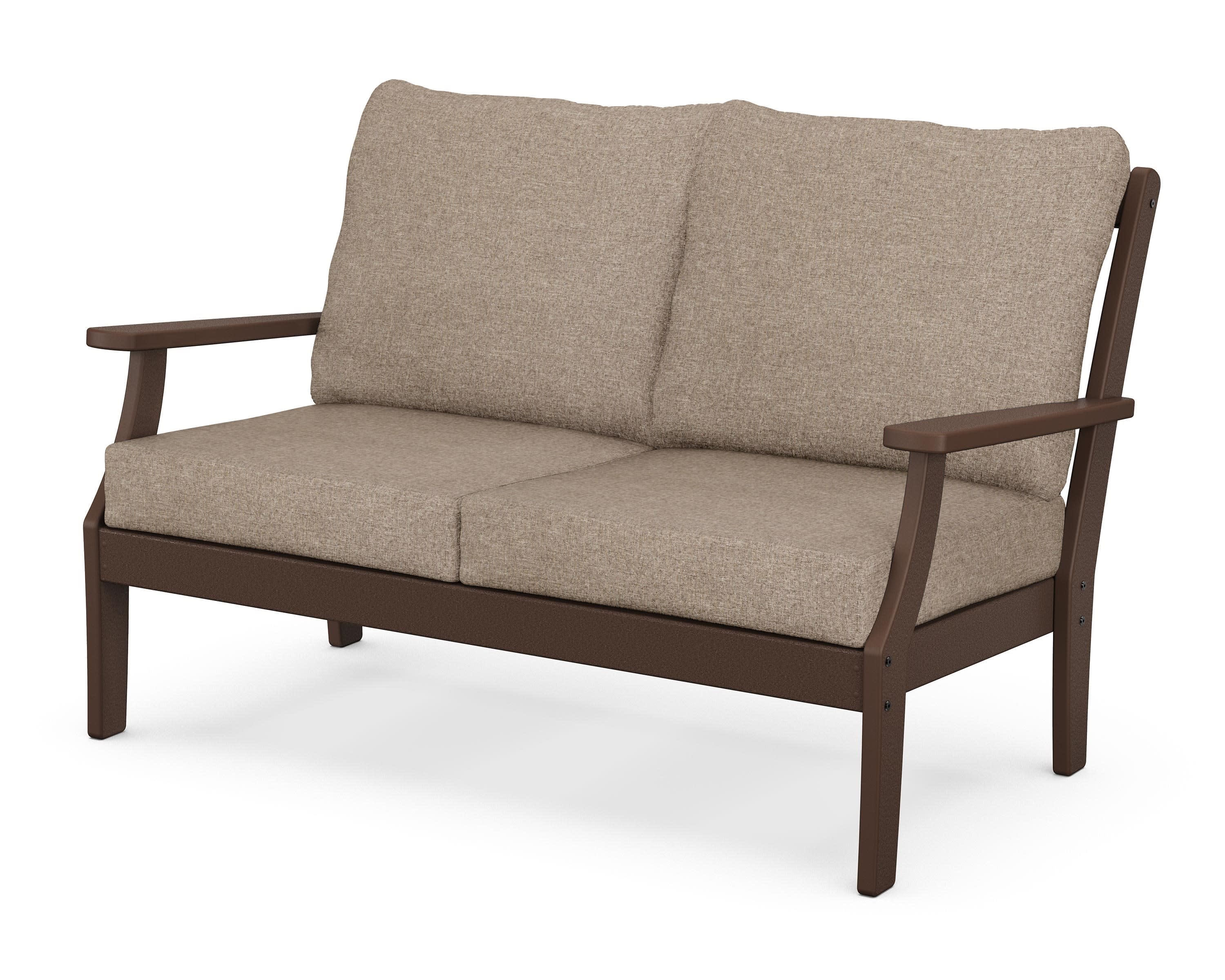 Braxton Deep Seating Loveseat in Mahogany / Spiced Burlap