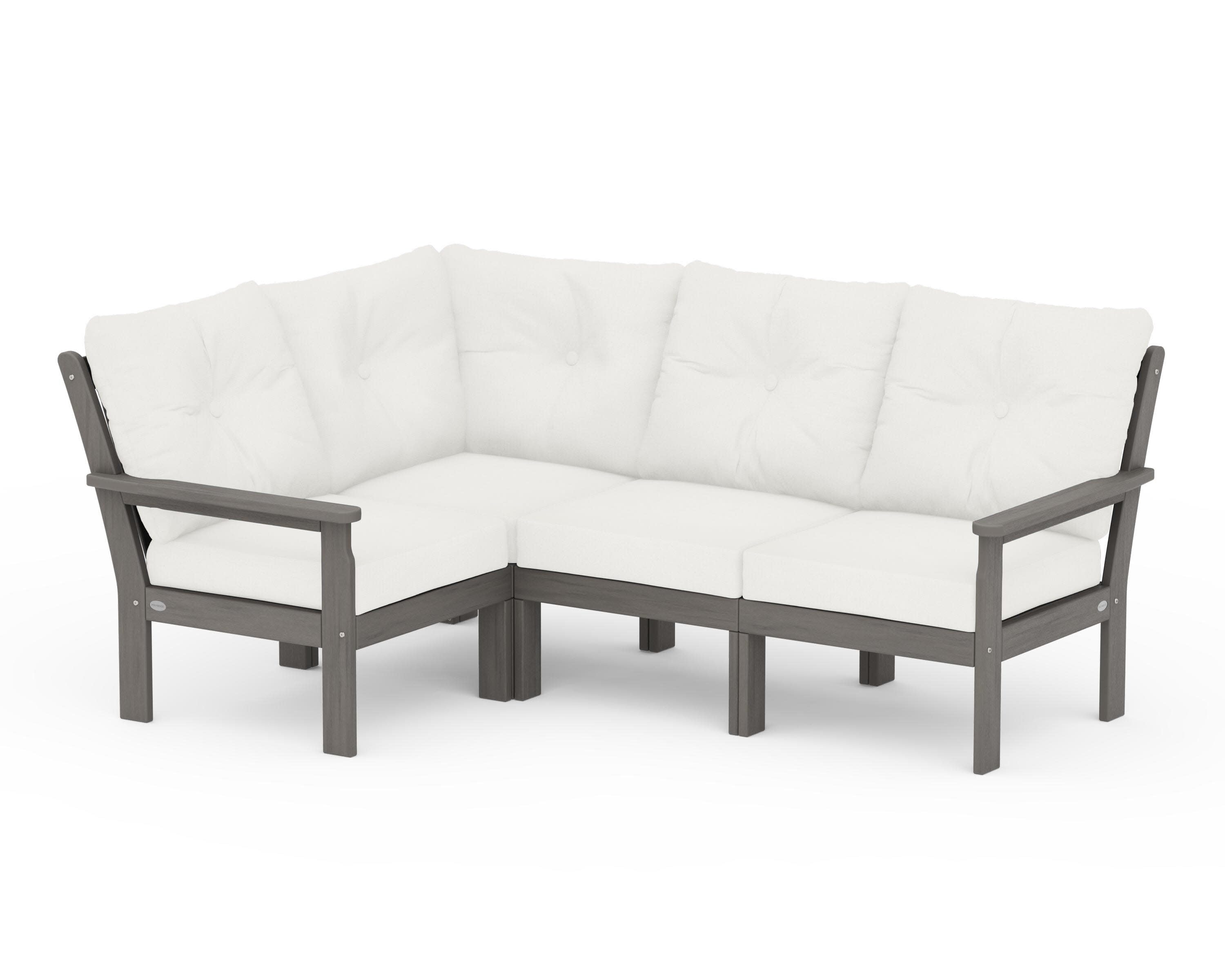 Vineyard 4-Piece Sectional in Driftwood / Natural Linen