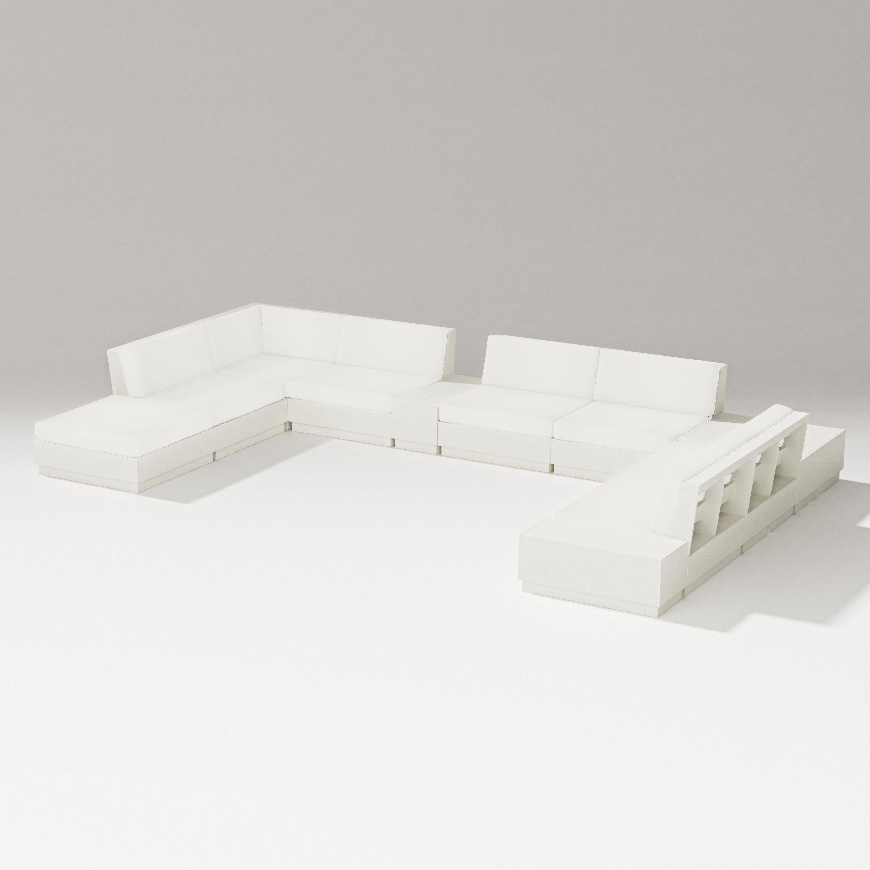 Elevate 11-Piece Conversation Sectional Set in Vintage White / Natural Linen