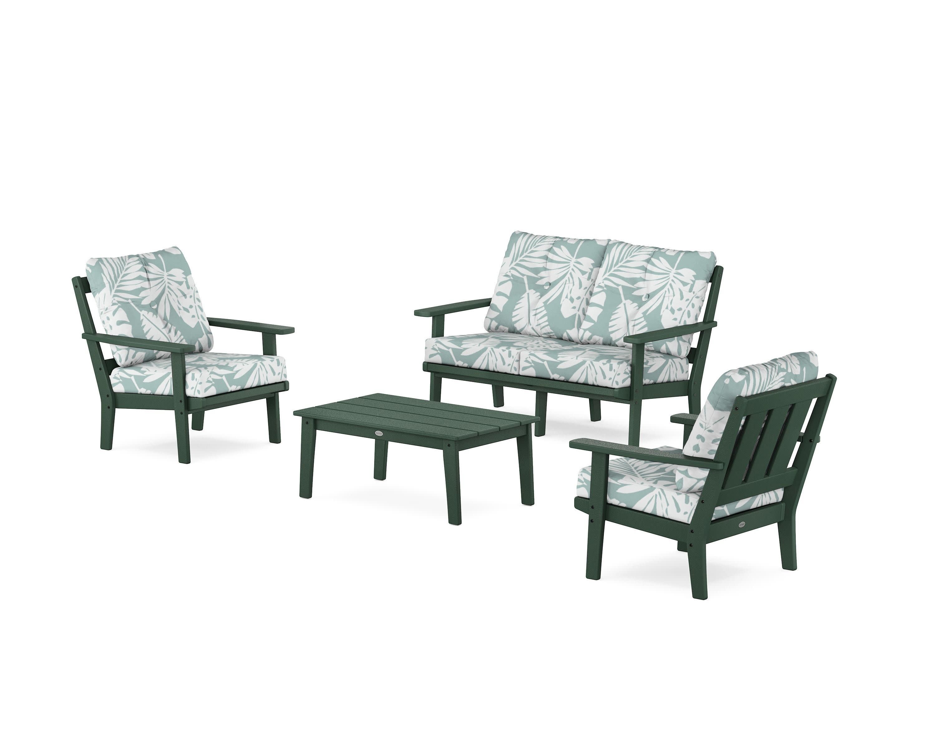 Oxford 4-Piece Deep Seating Set with Loveseat in Green / Leaf Glacier Spa