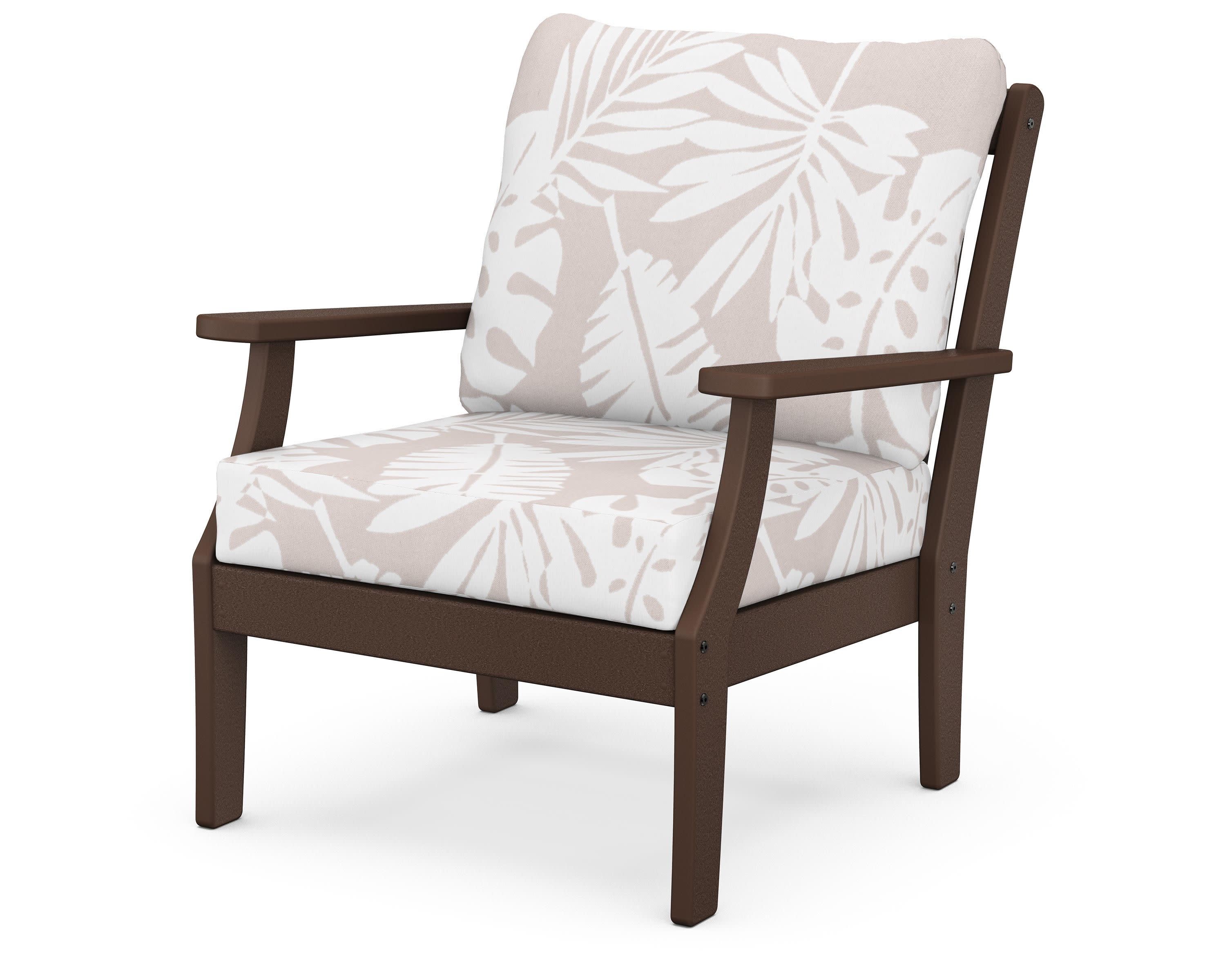 Braxton Deep Seating Chair in Mahogany / Leaf Dune Burlap