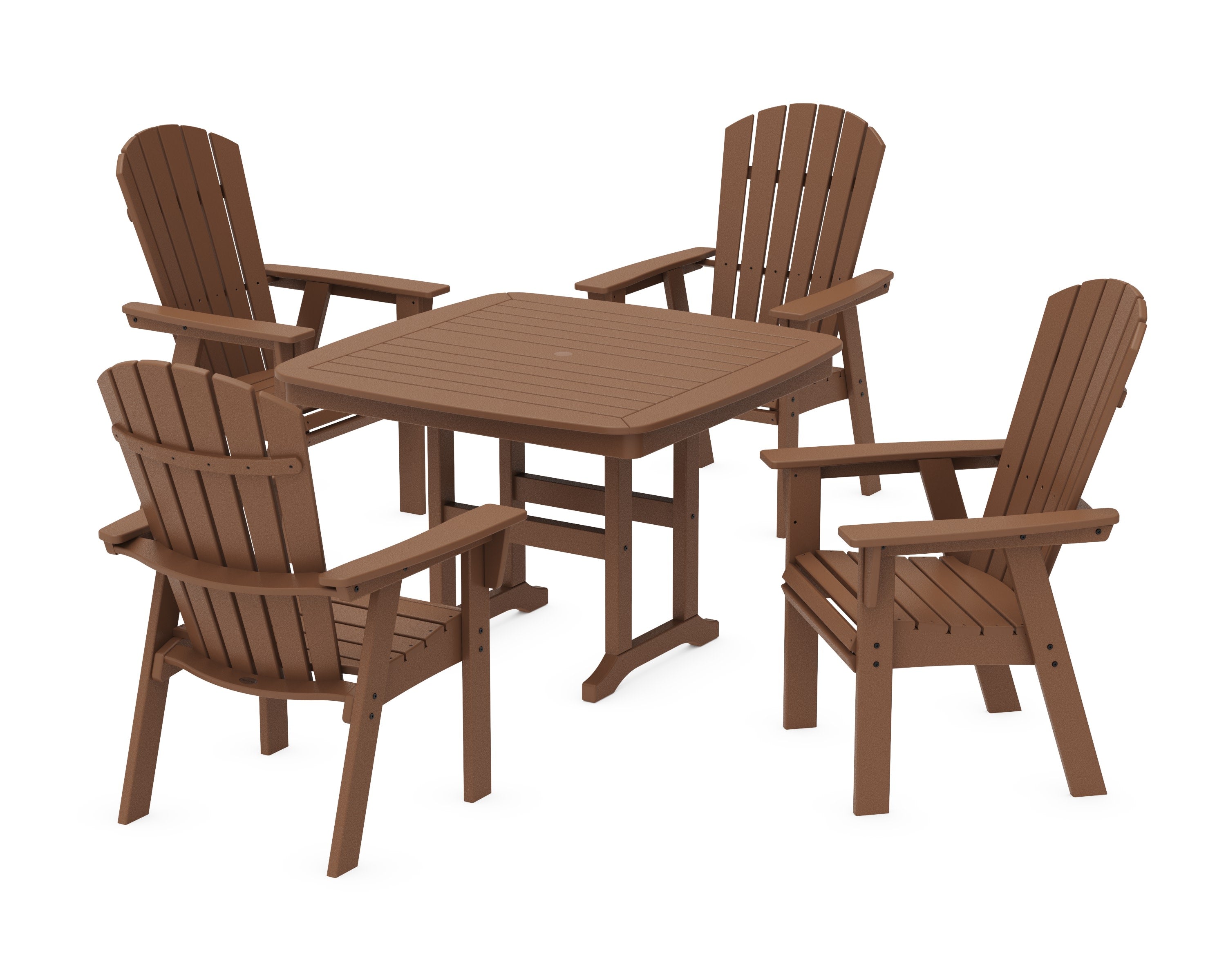 Nautical Curveback Adirondack 5-Piece Dining Set in Teak