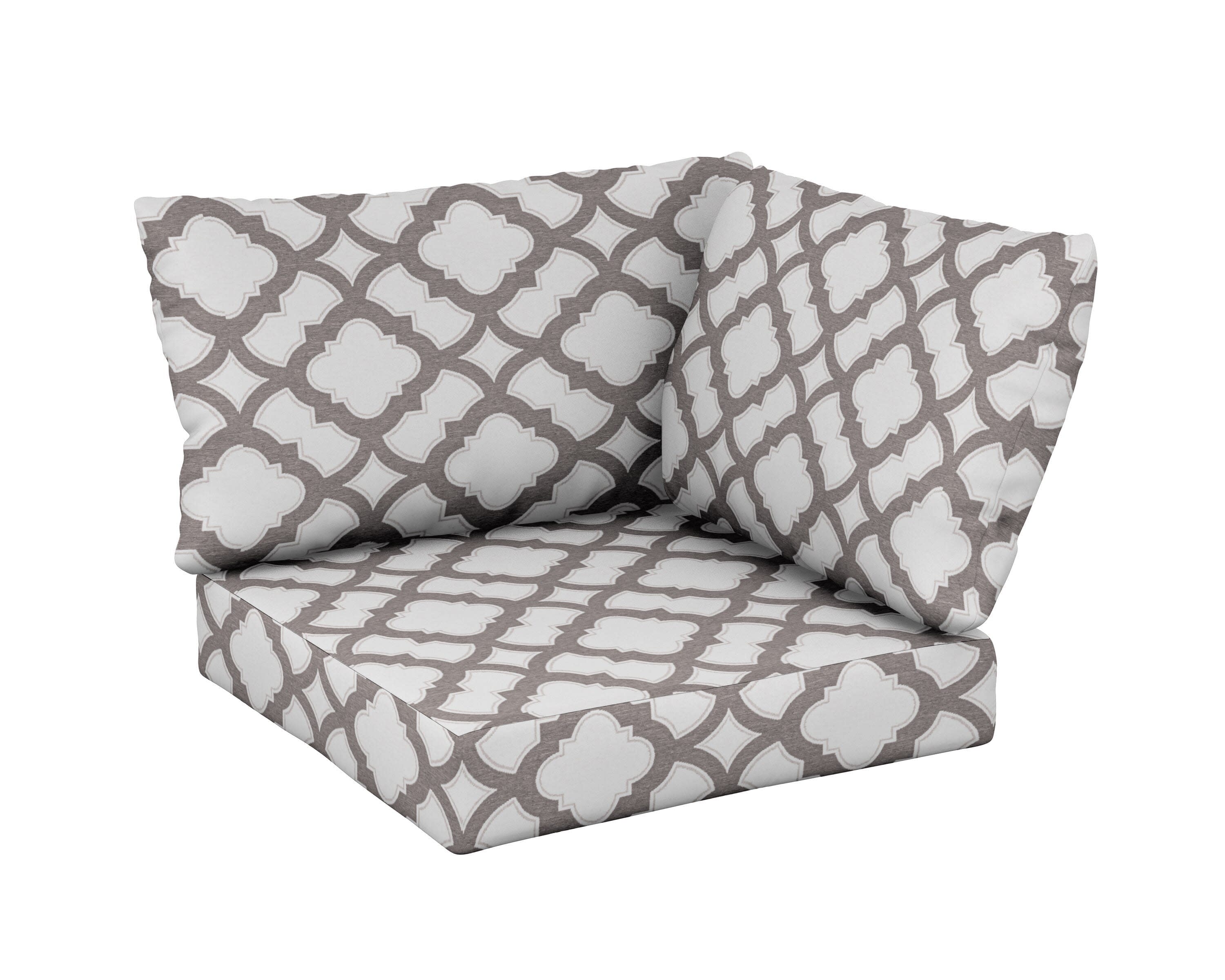 Modular Corner Cushion Set in Trellis Grey Mist