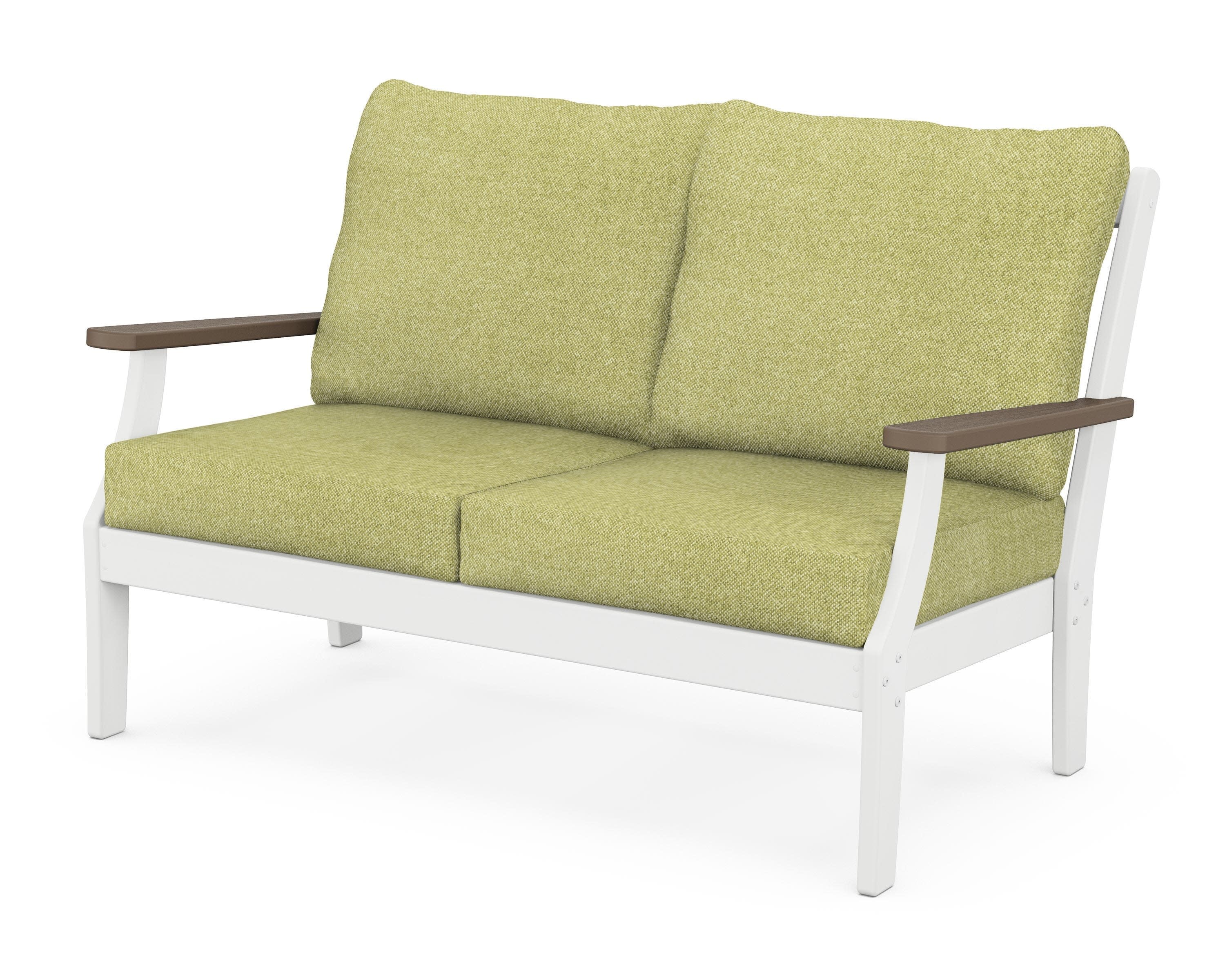 Braxton Deep Seating Loveseat in White / Kona / Chartreuse Boucle