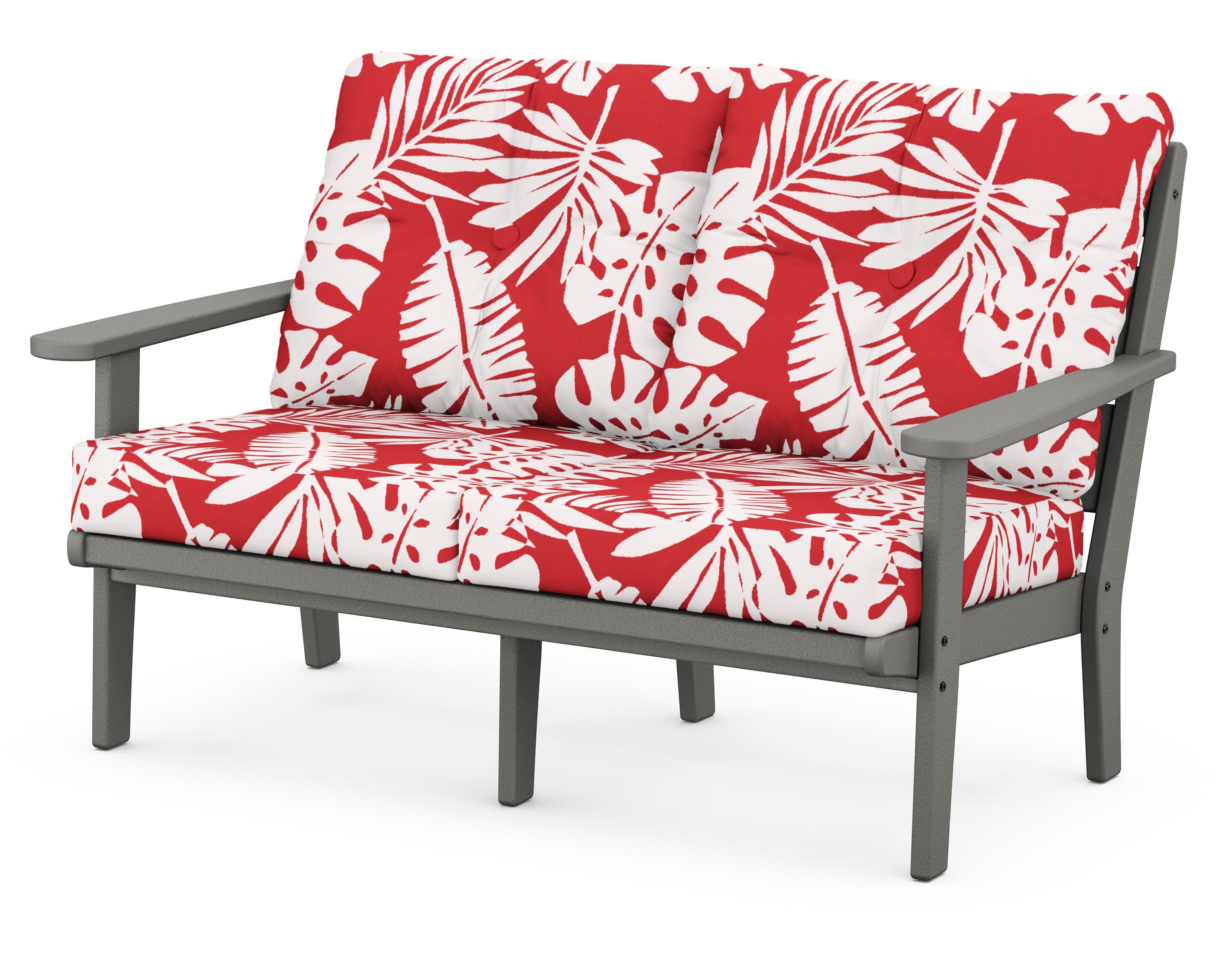 Lakeside Deep Seating Loveseat in Slate Grey / Leaf Crimson