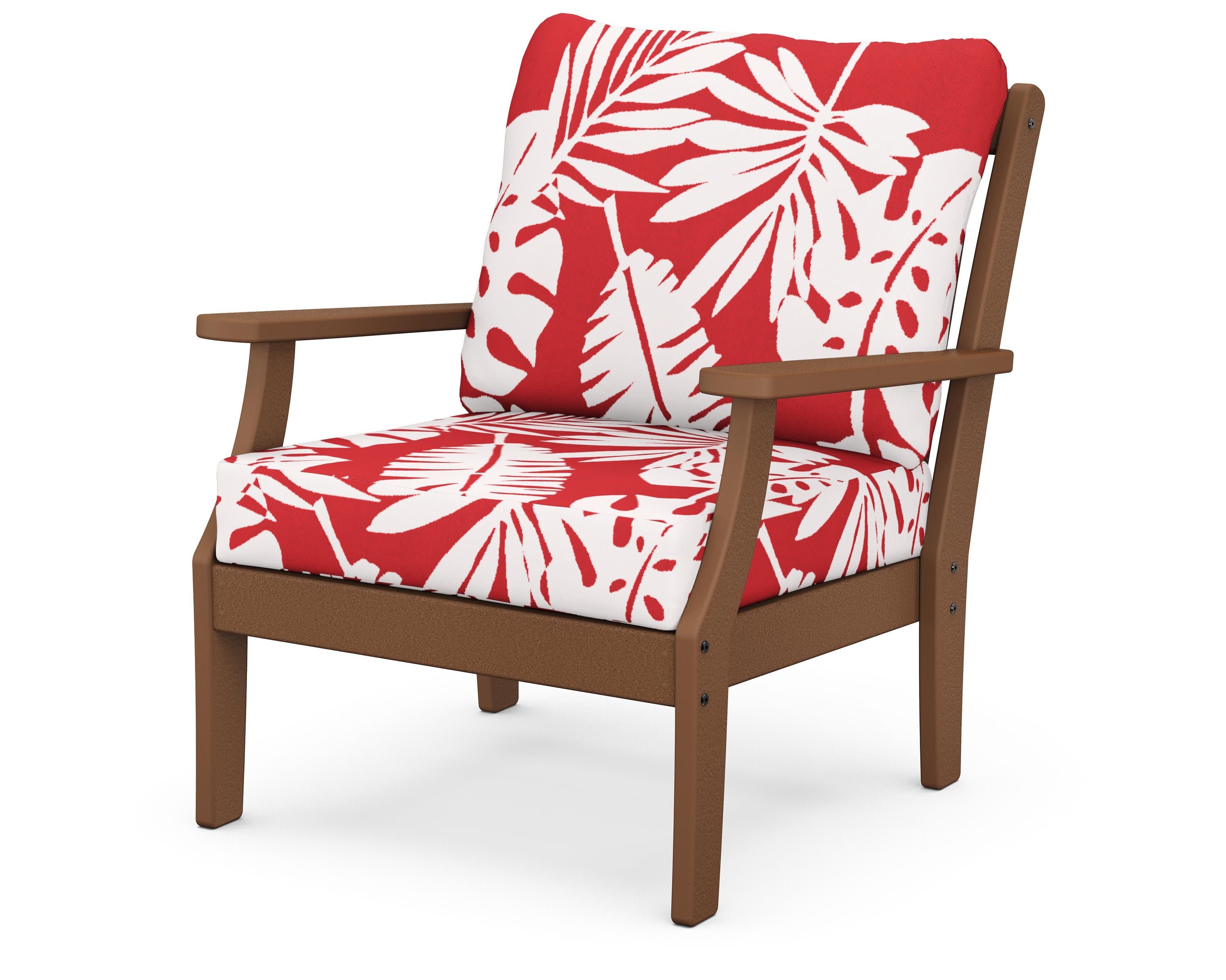 Braxton Deep Seating Chair in Teak / Leaf Crimson