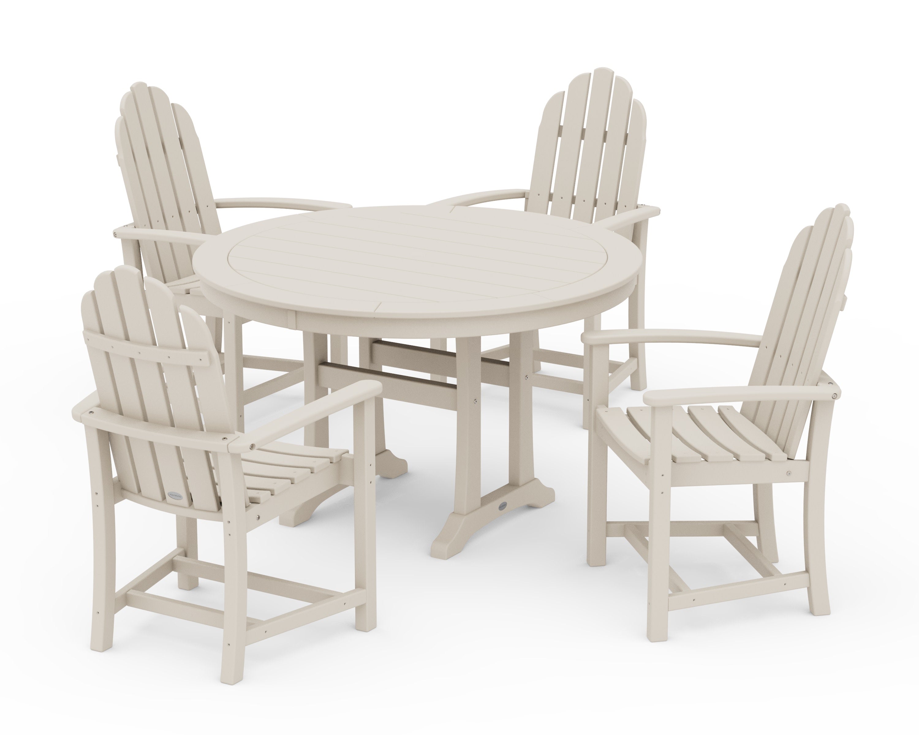 Classic Adirondack 5-Piece Round Dining Set with Trestle Legs in Sand