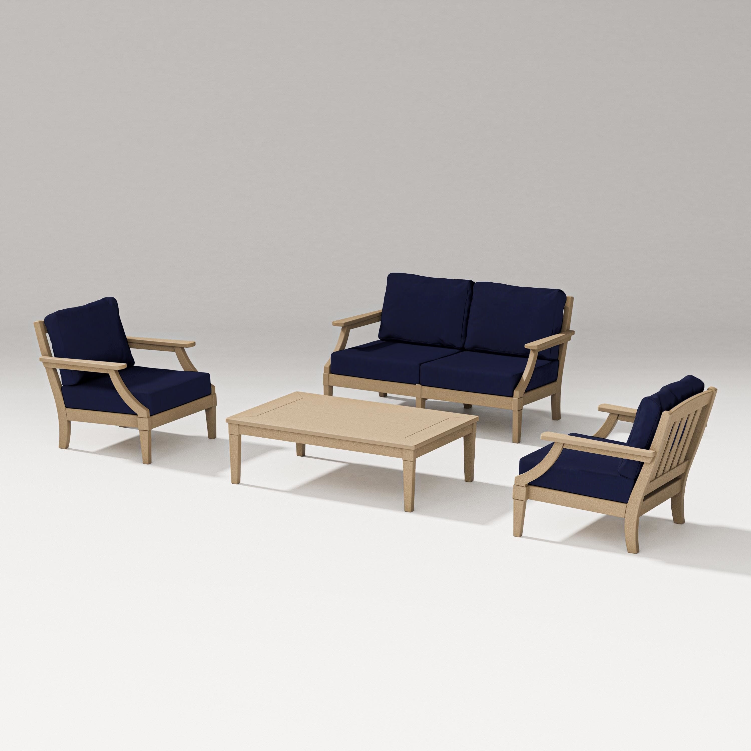 Estate Lounge 4-Piece Loveseat Set in Vintage Sahara / Navy