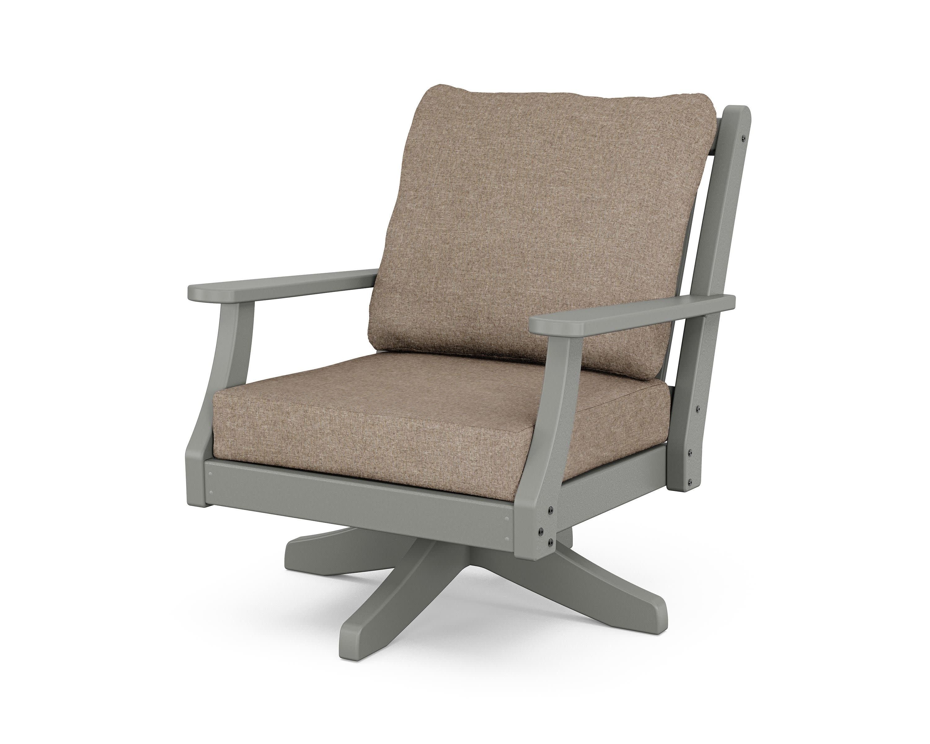 Wovendale Deep Seating Swivel Chair in Slate Grey / Spiced Burlap