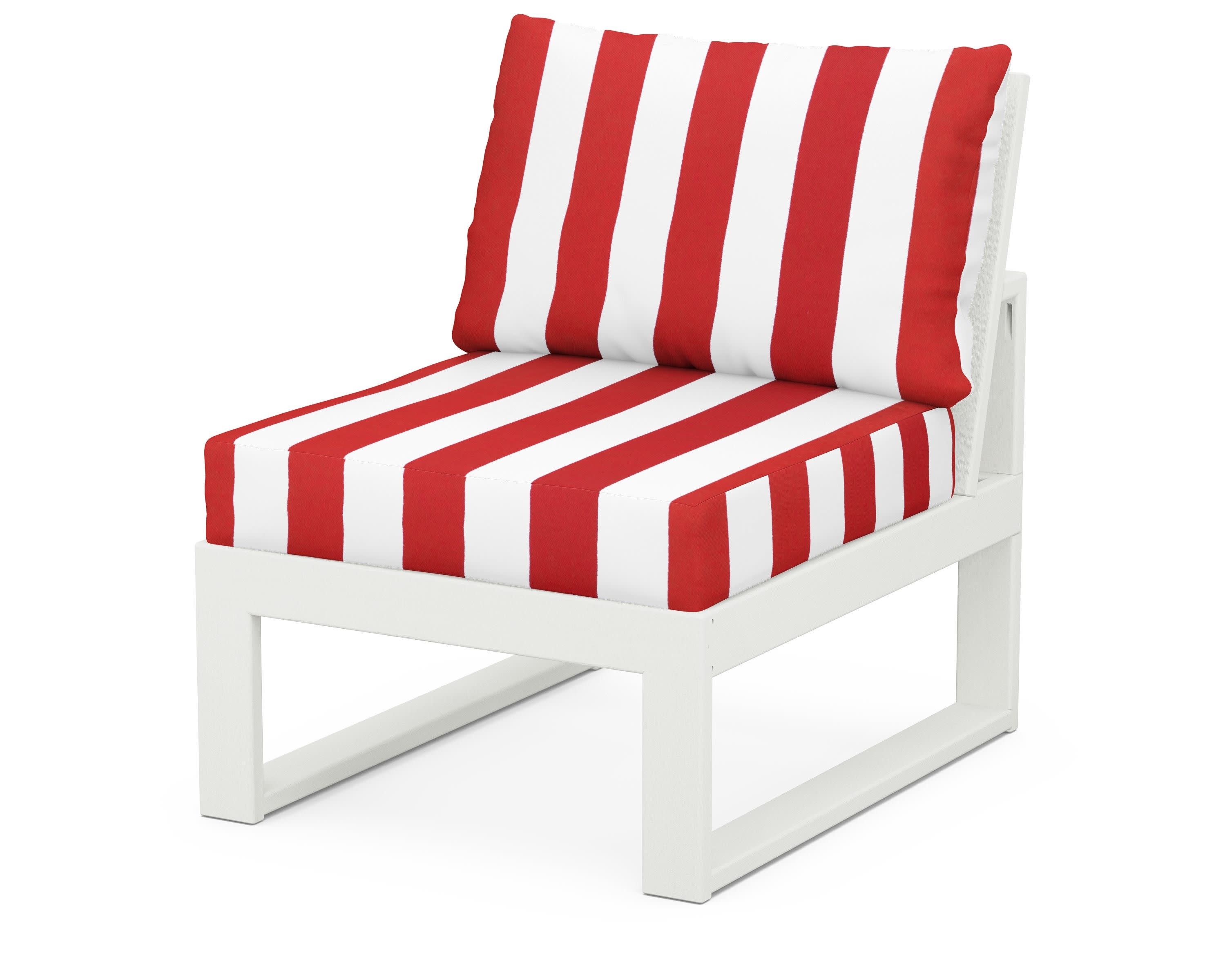 Modular Armless Chair in Vintage White / Cabana Stripe Crimson