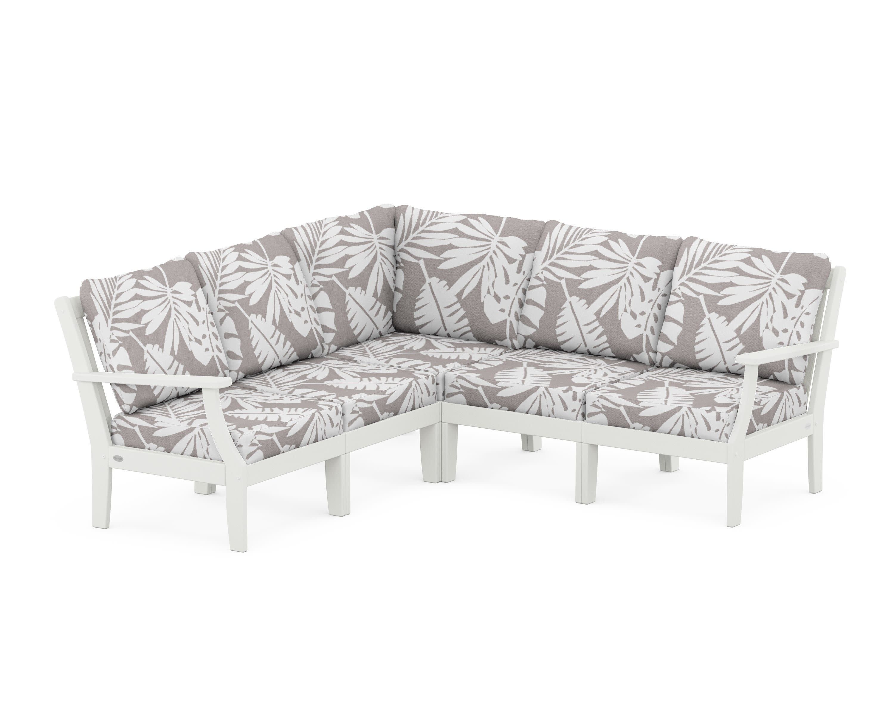 Braxton Modular 5-Piece Deep Seating Set in Vintage White / Leaf Grey Mist