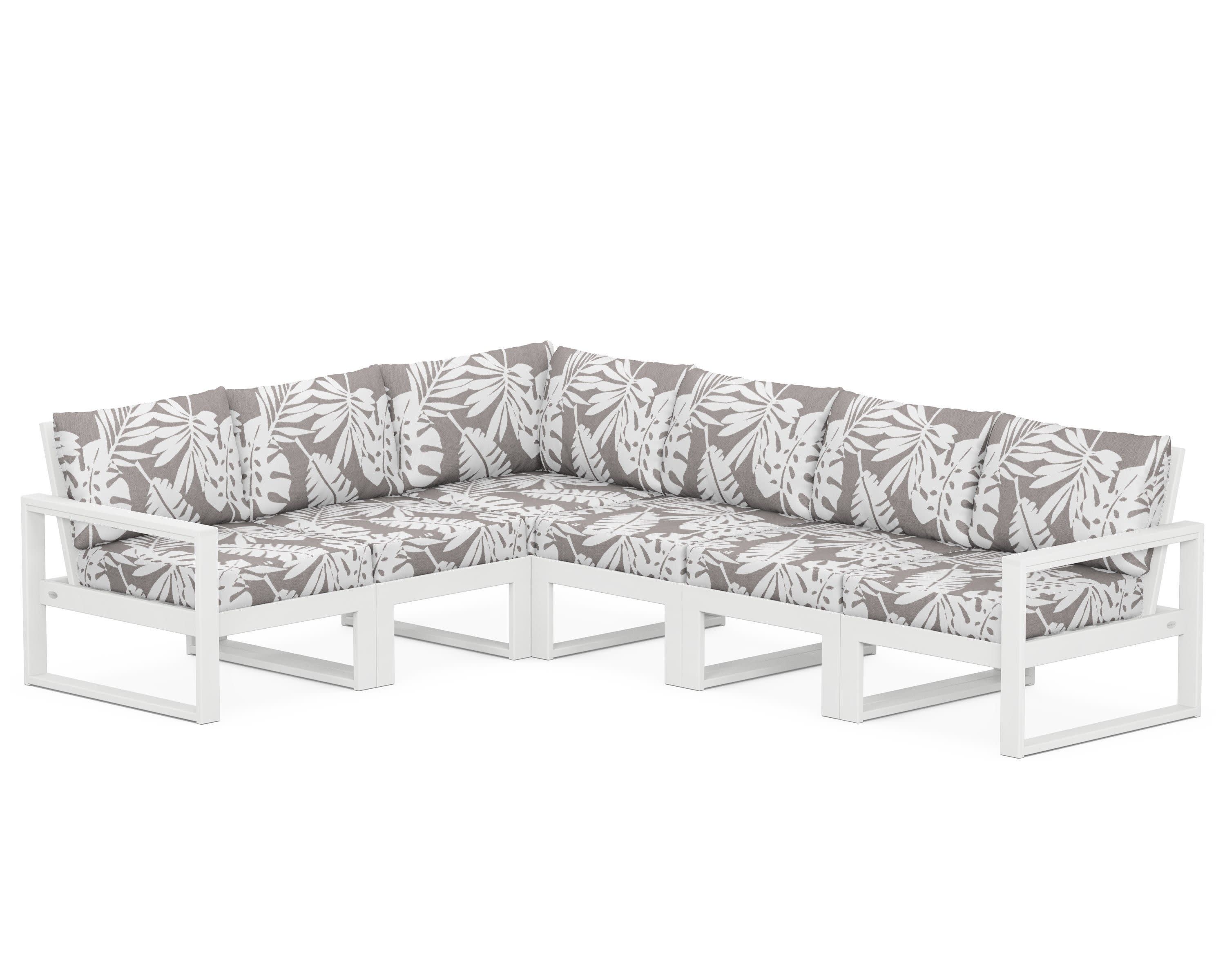 EDGE 6-Piece Modular Deep Seating Set in White / Leaf Grey Mist