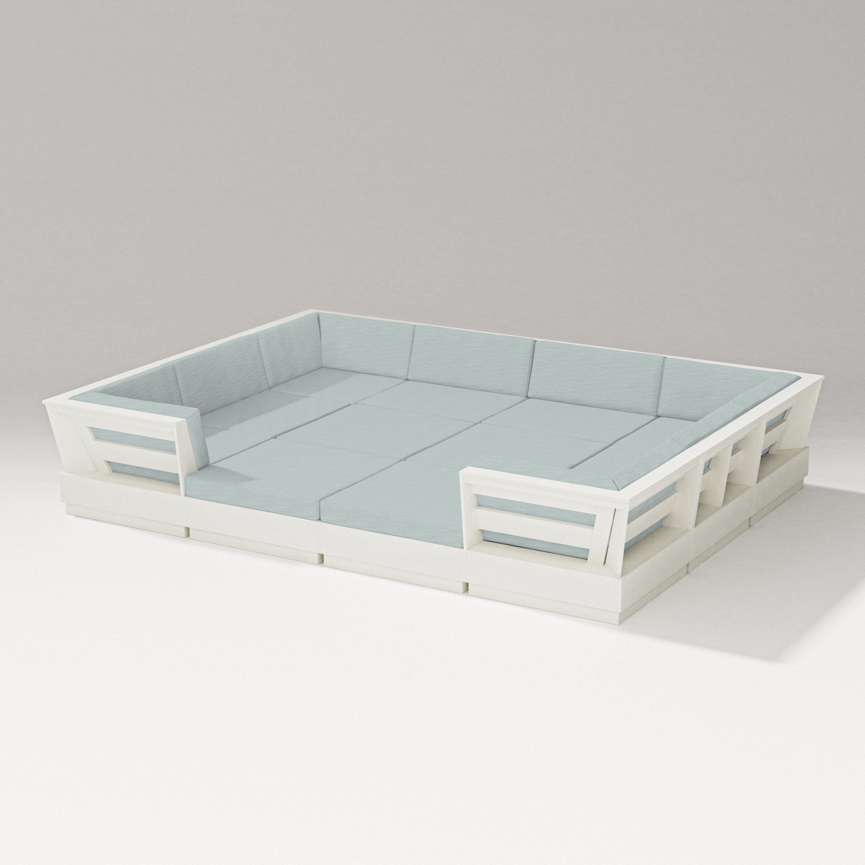 Elevate 12-Piece Pit Sectional in Vintage White / Soothe Mist
