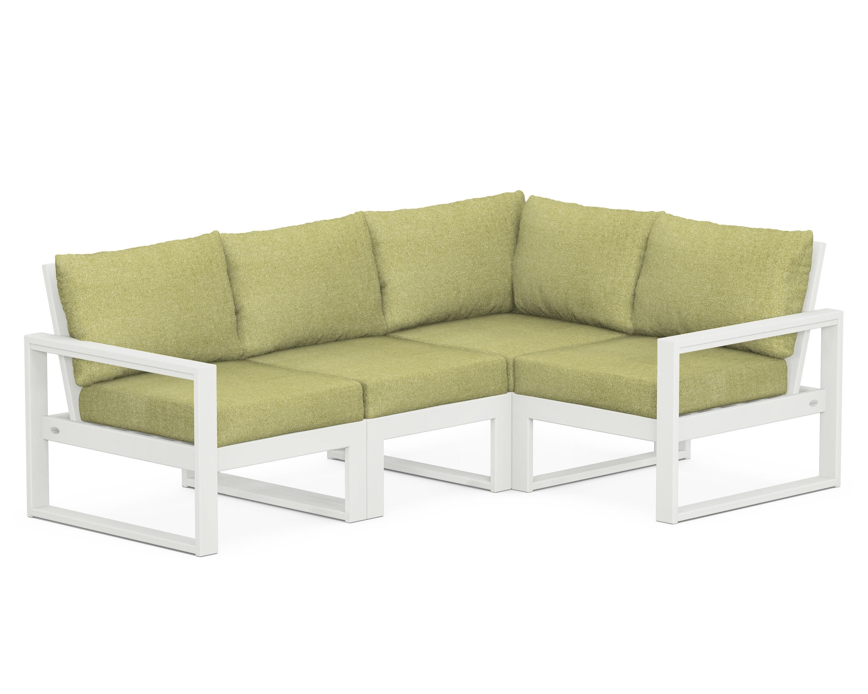 EDGE 4-Piece Modular Deep Seating Set in Vintage White / Chartreuse Boucle