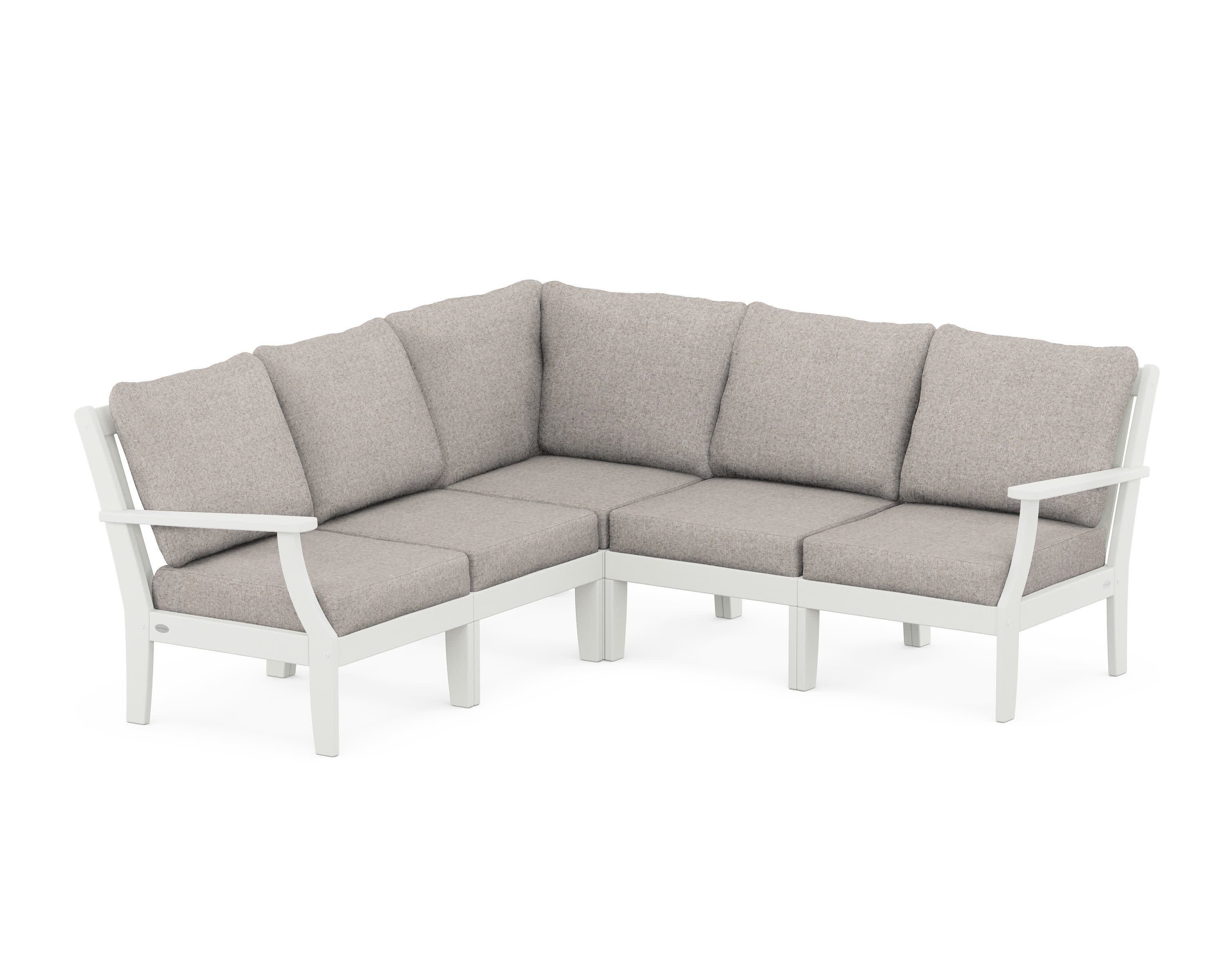 Braxton Modular 5-Piece Deep Seating Set in Vintage White / Weathered Tweed