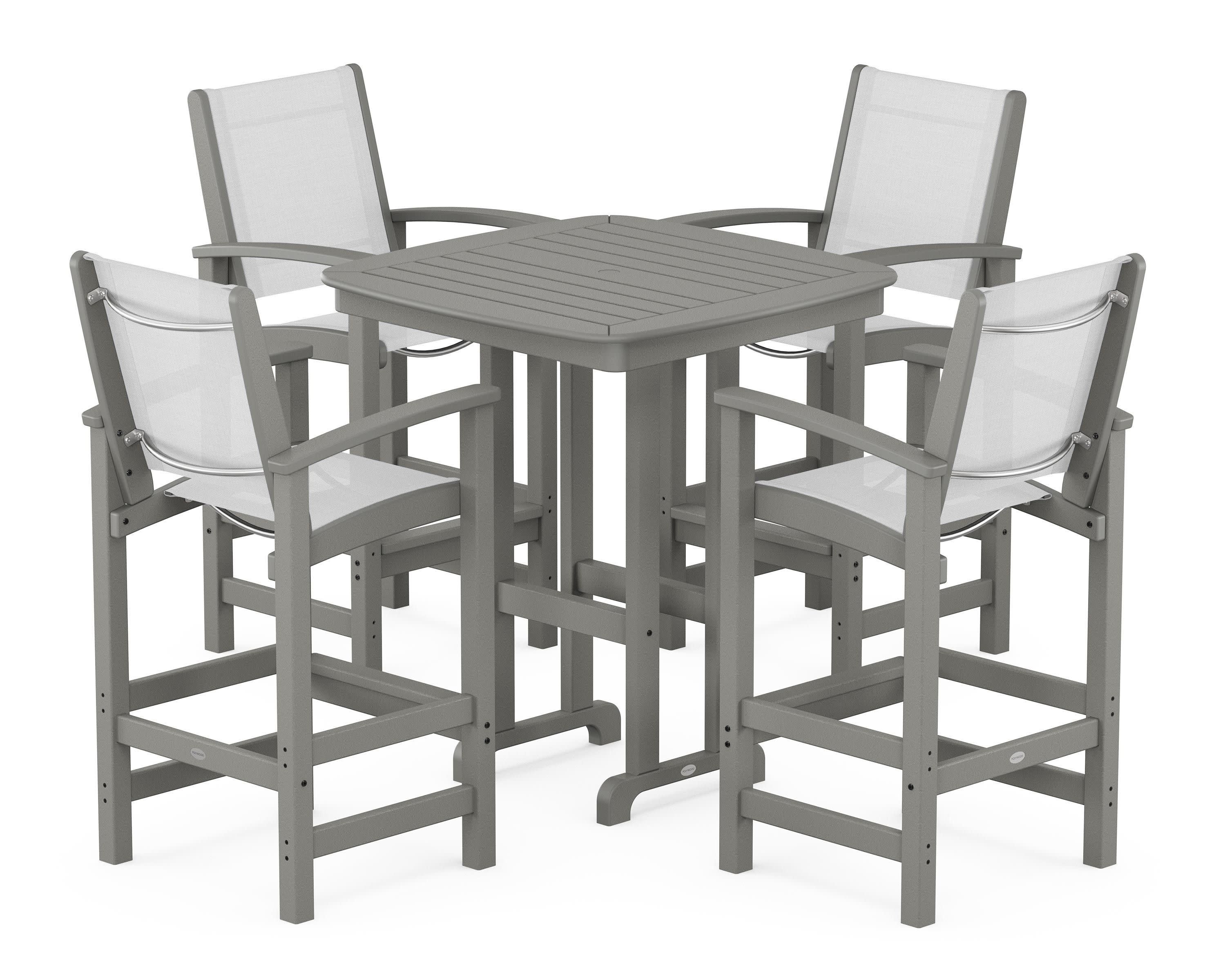 Coastal 5-Piece Bar Set in Slate Grey / White Sling