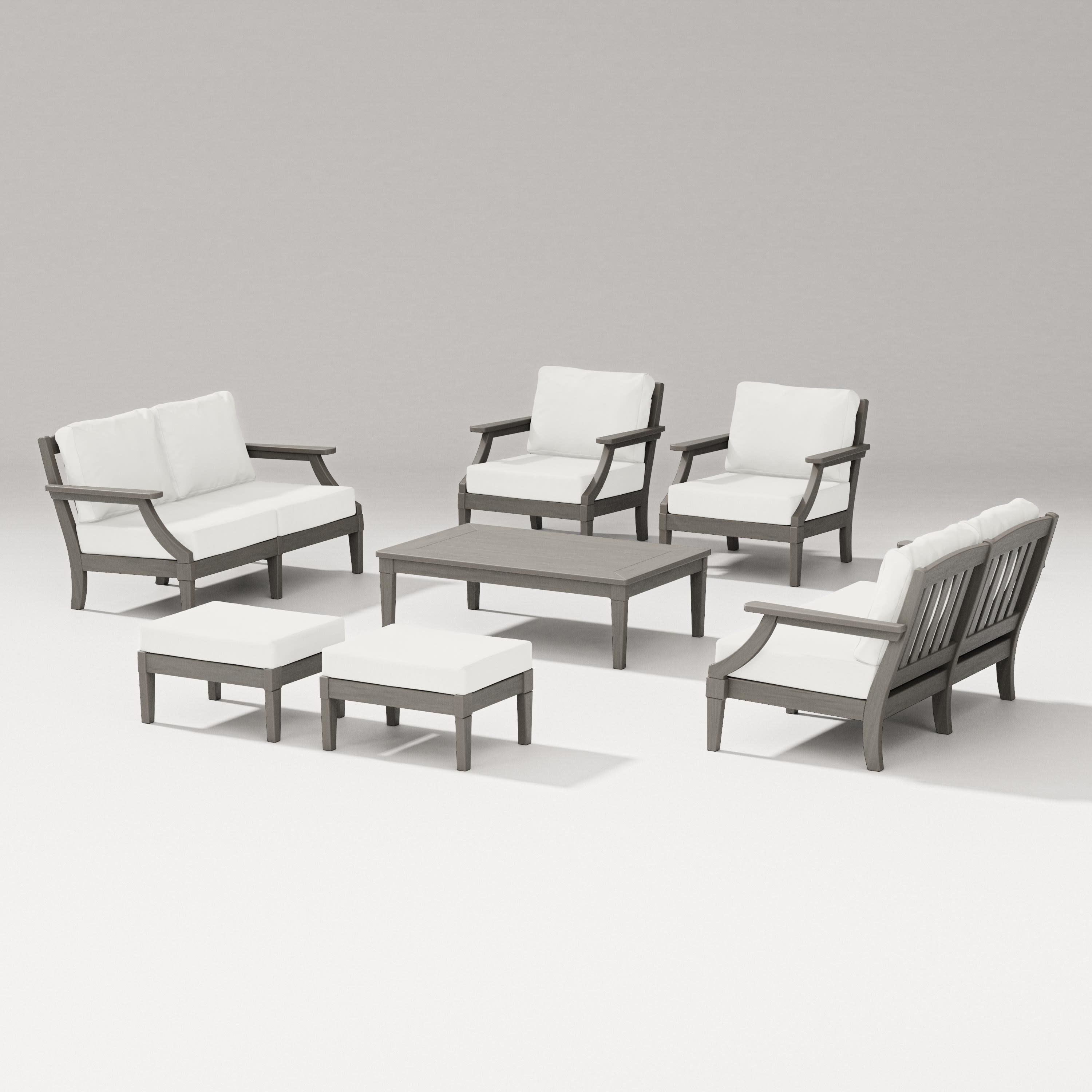 Estate 7-Piece Lounge Loveseat Set in Driftwood / Natural Linen