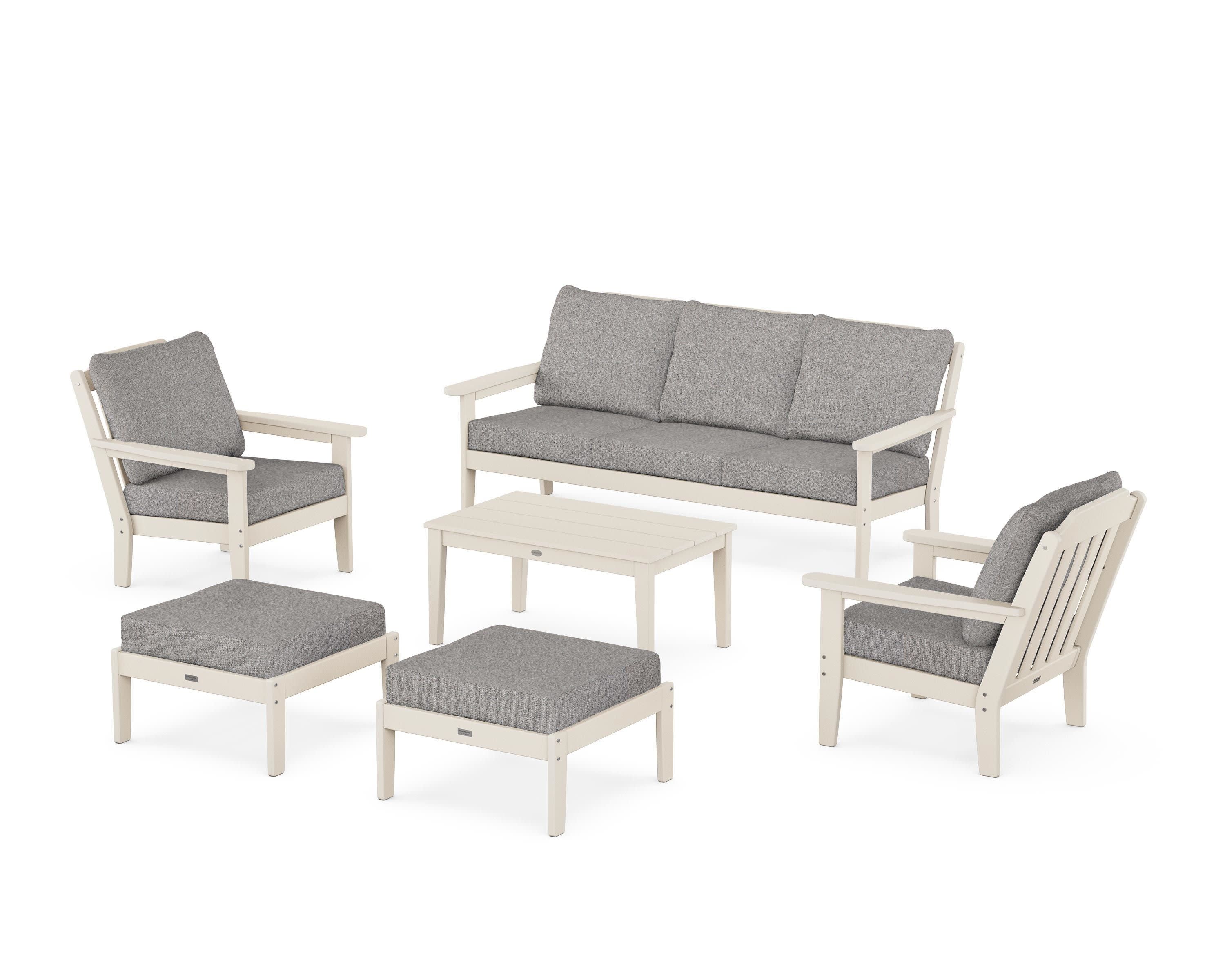 Cottage 6-Piece Lounge Sofa Set in Sand / Grey Mist