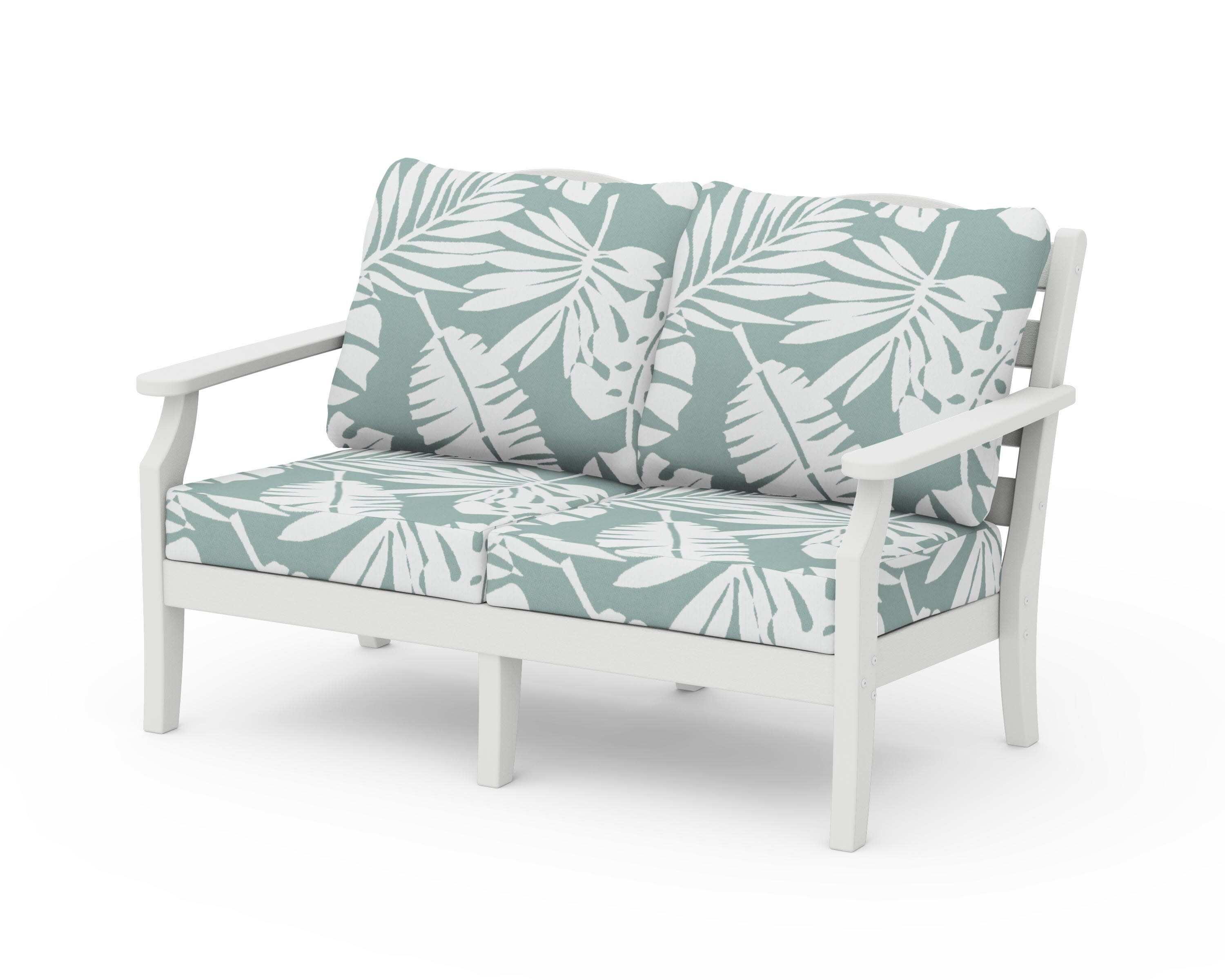 Savannah Deep Seating Loveseat in Vintage White / Leaf Glacier Spa