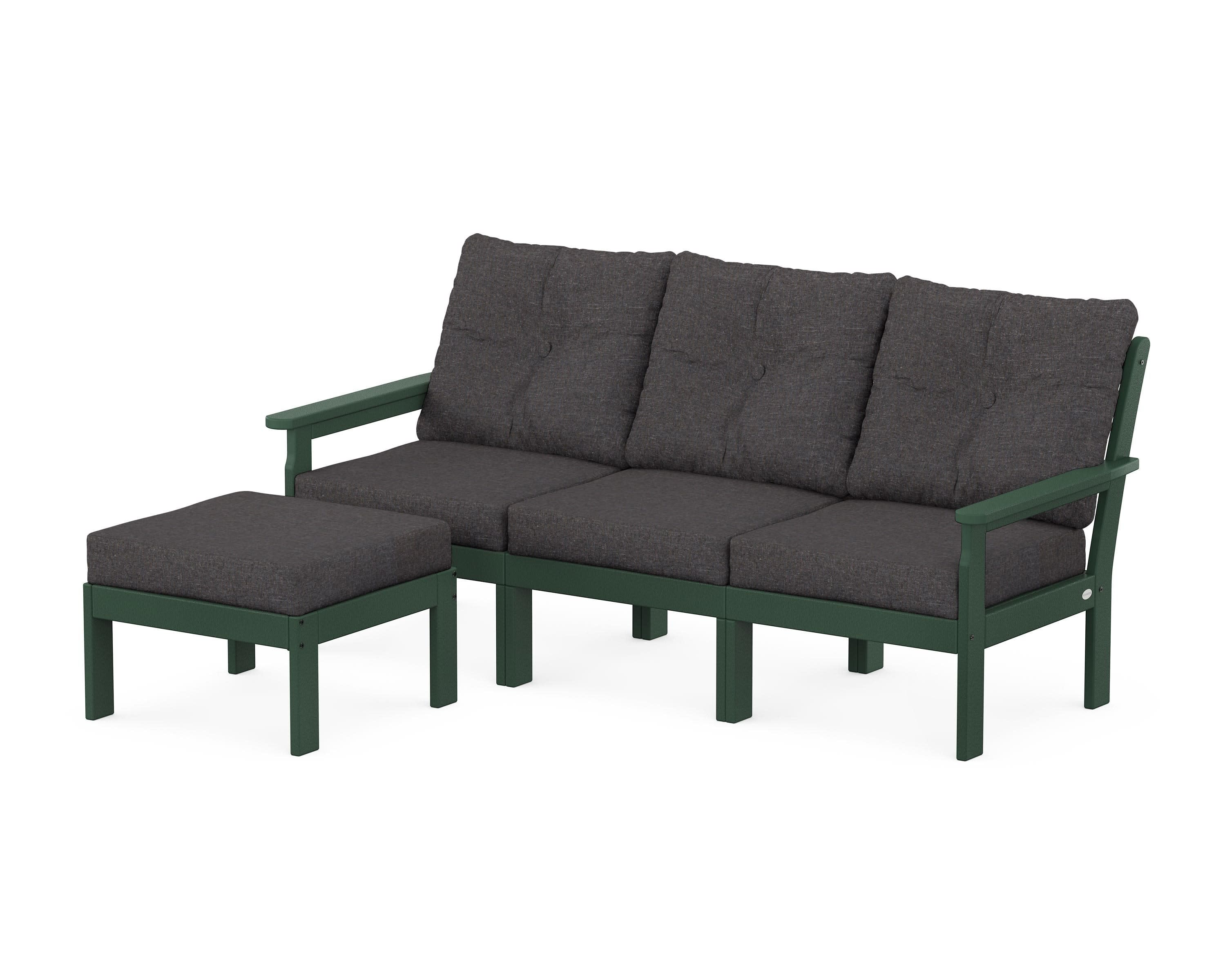 Vineyard 4-Piece Sectional with Ottoman in Green / Ash Charcoal