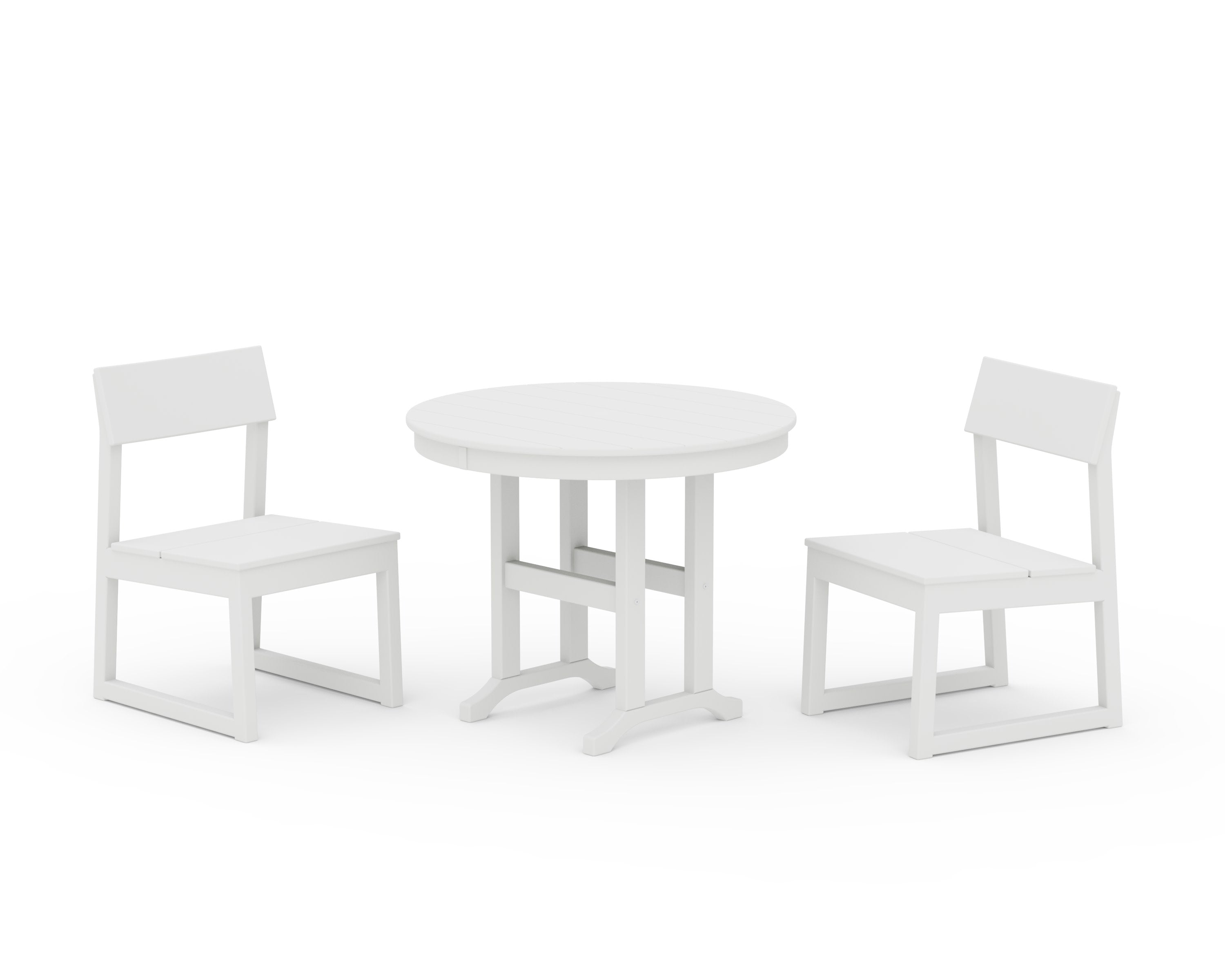 EDGE Side Chair 3-Piece Round Dining Set in White