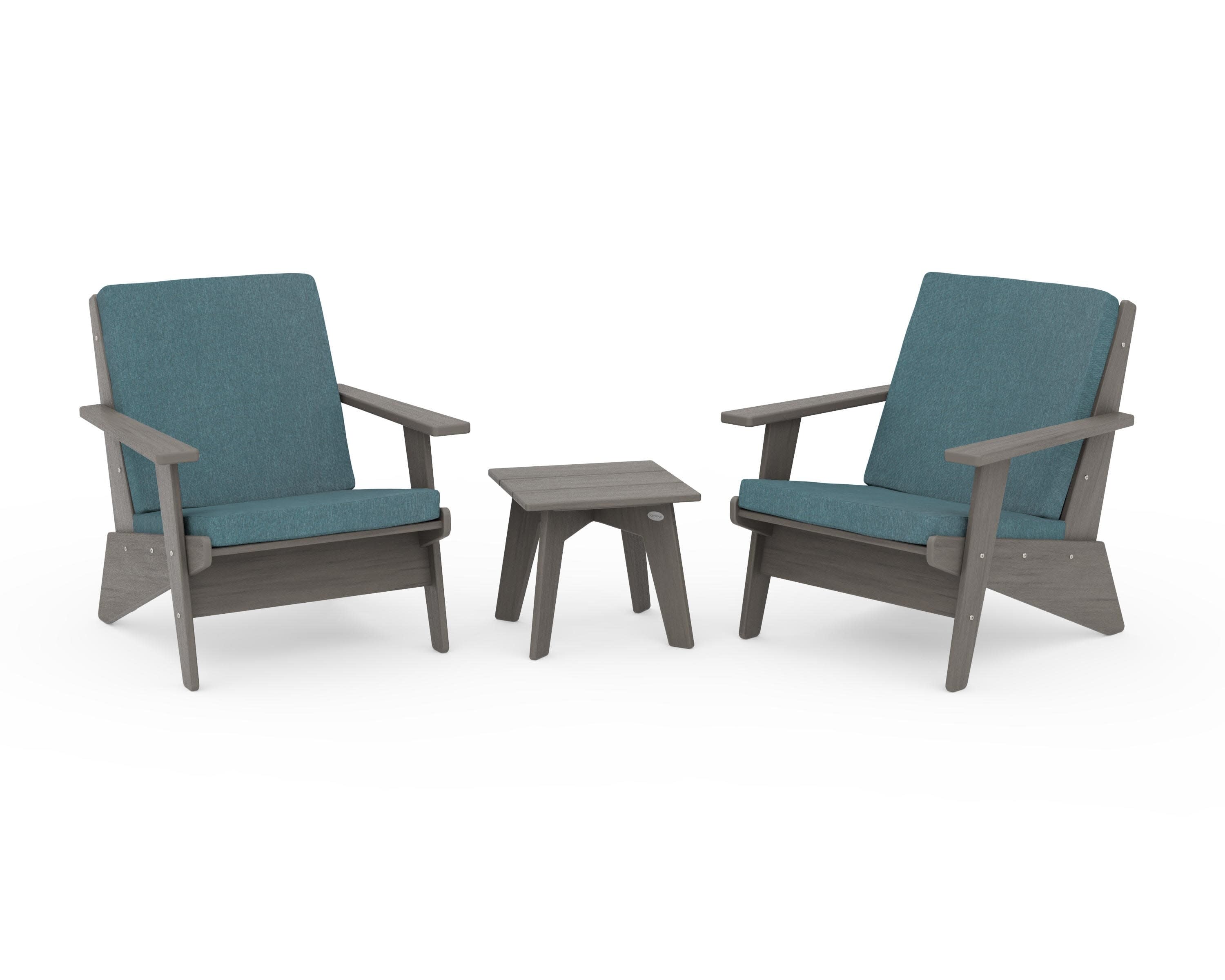 Riviera Modern Lounge 3-Piece Set in Driftwood / Ocean Teal
