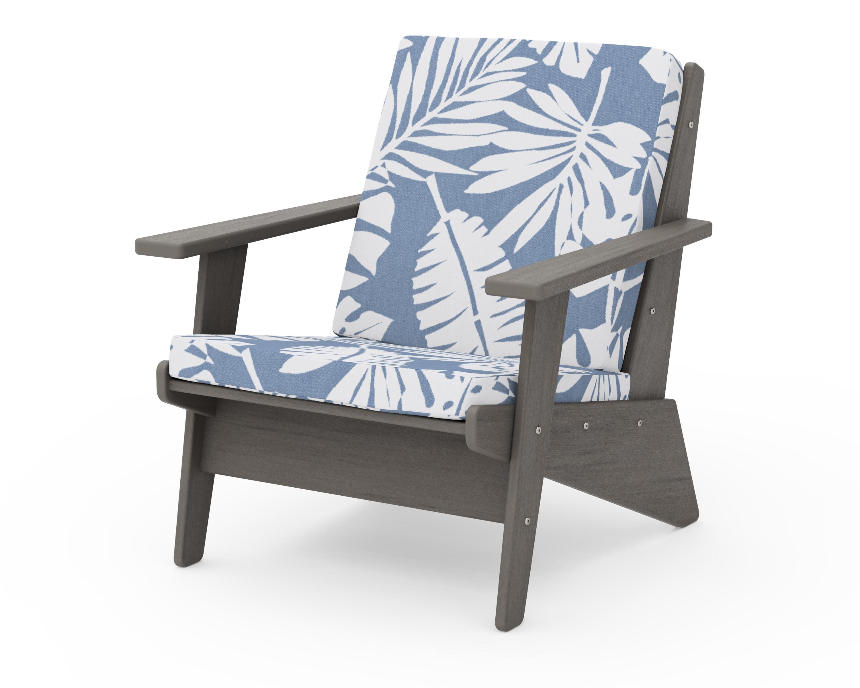Riviera Modern Lounge Chair in Driftwood / Leaf Sky Blue