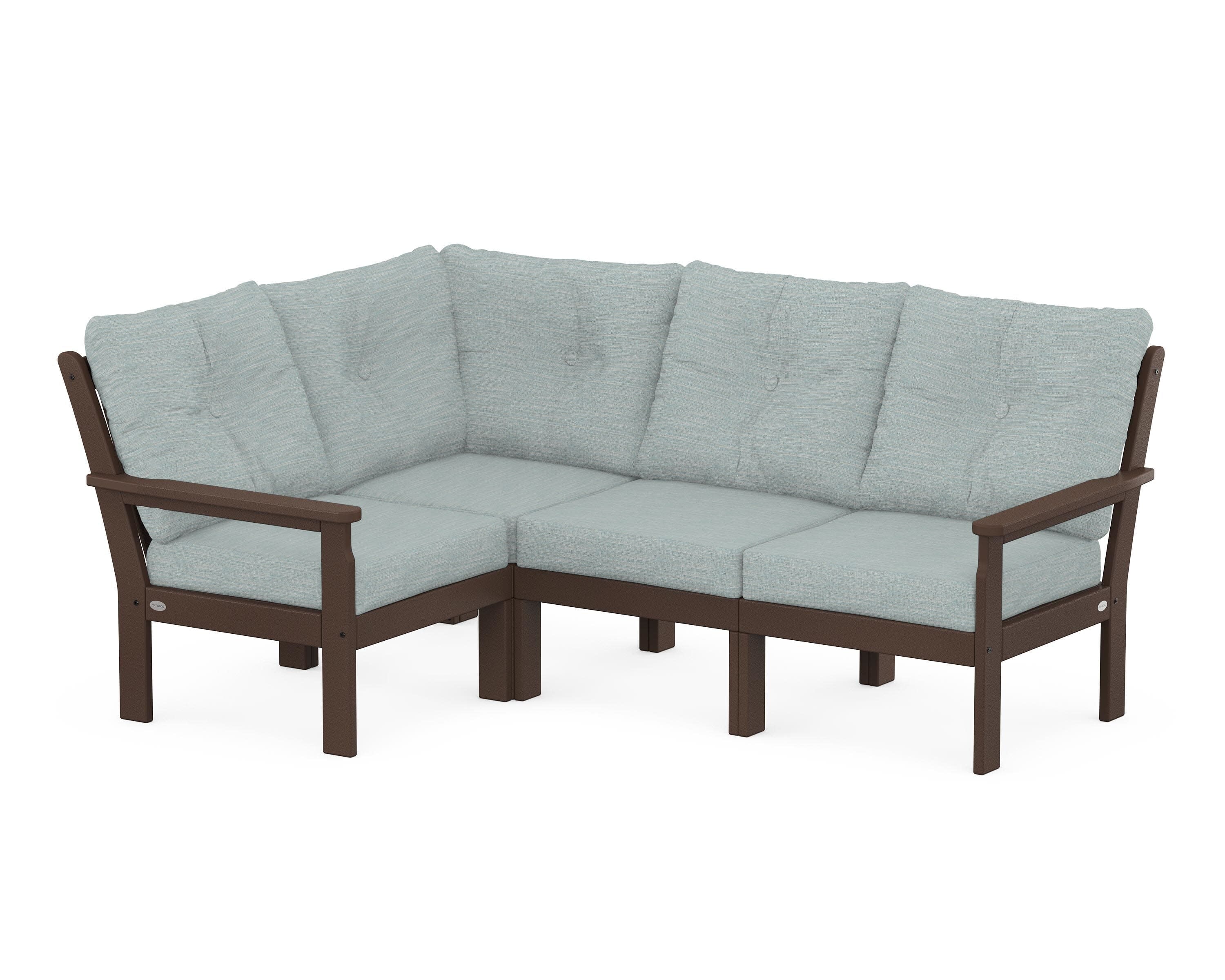 Vineyard 4-Piece Sectional in Mahogany / Soothe Mist