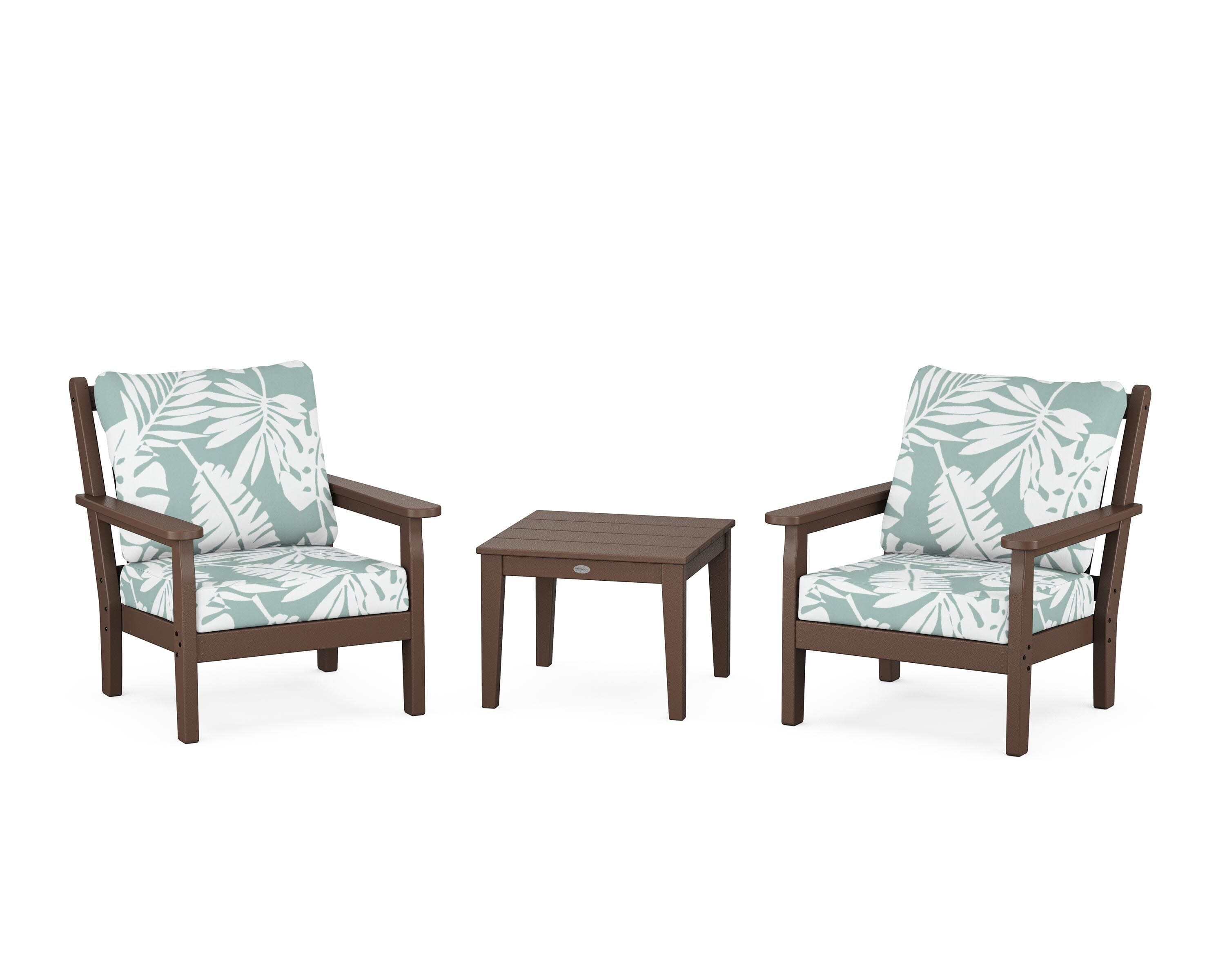 Chippendale 3-Piece Deep Seating Set in Mahogany / Leaf Glacier Spa