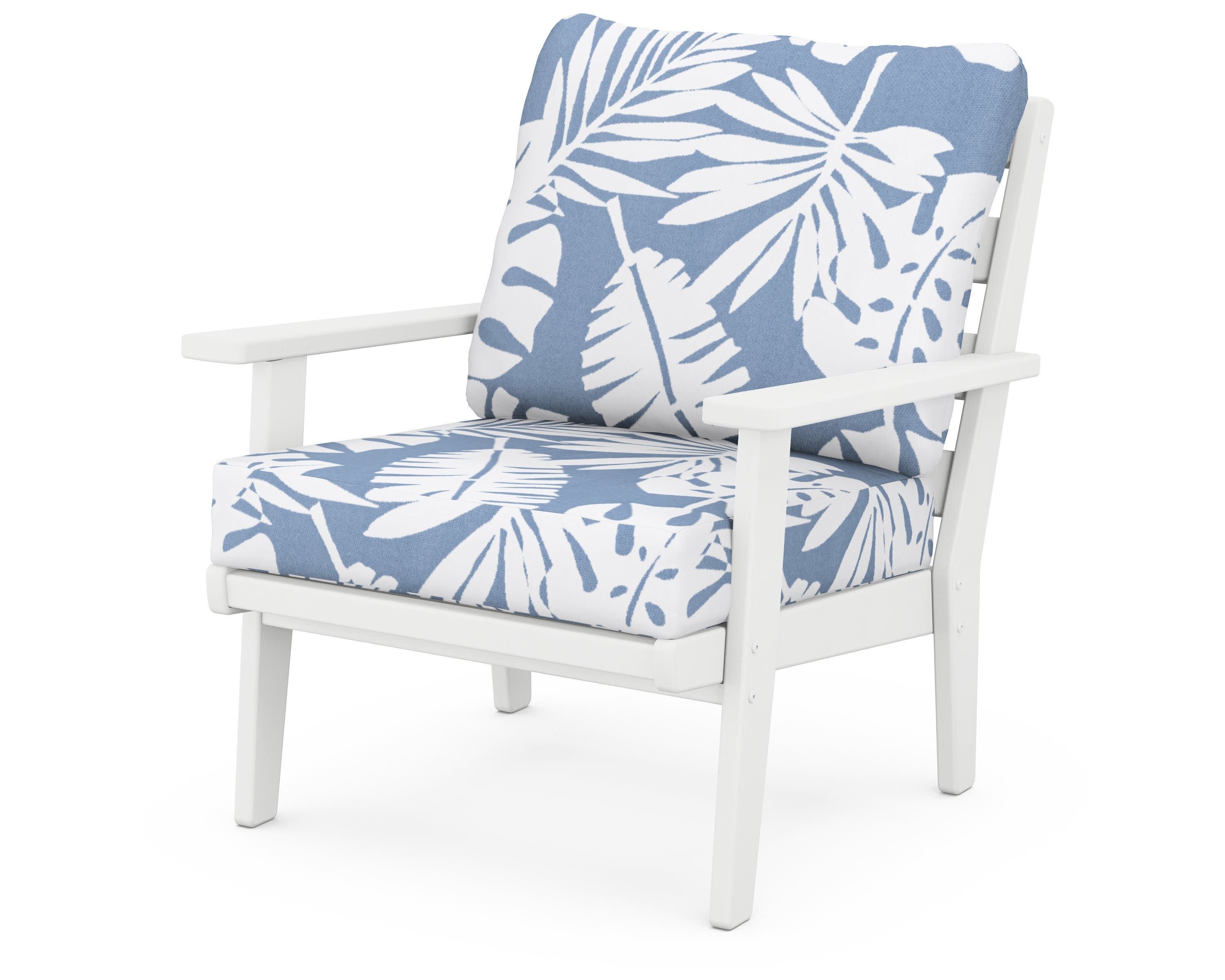 Grant Park Deep Seating Chair in White / Leaf Sky Blue