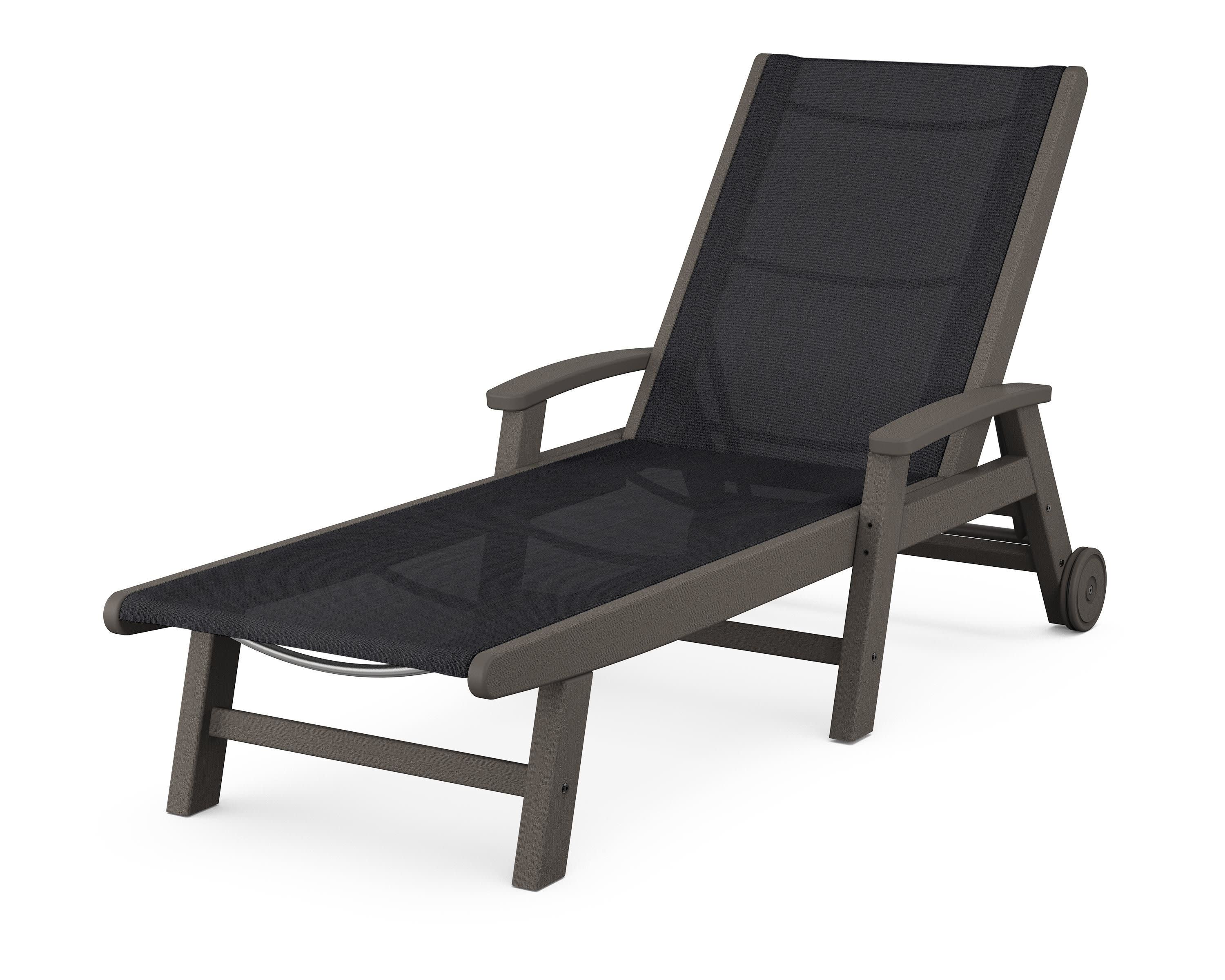 Coastal Chaise with Wheels in Vintage Coffee / Black Sling