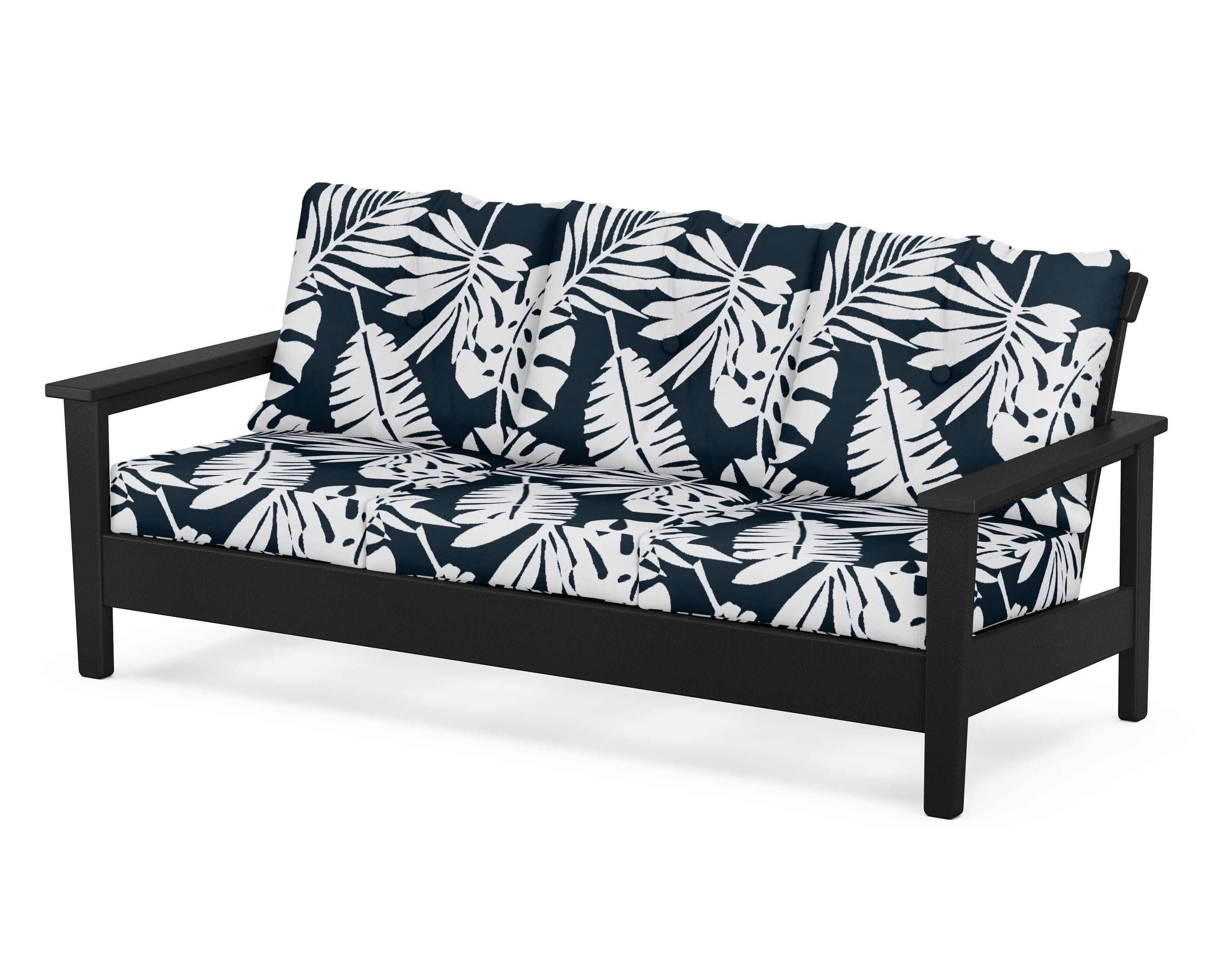 Prescott Deep Seating Sofa in Black / Leaf Marine Indigo
